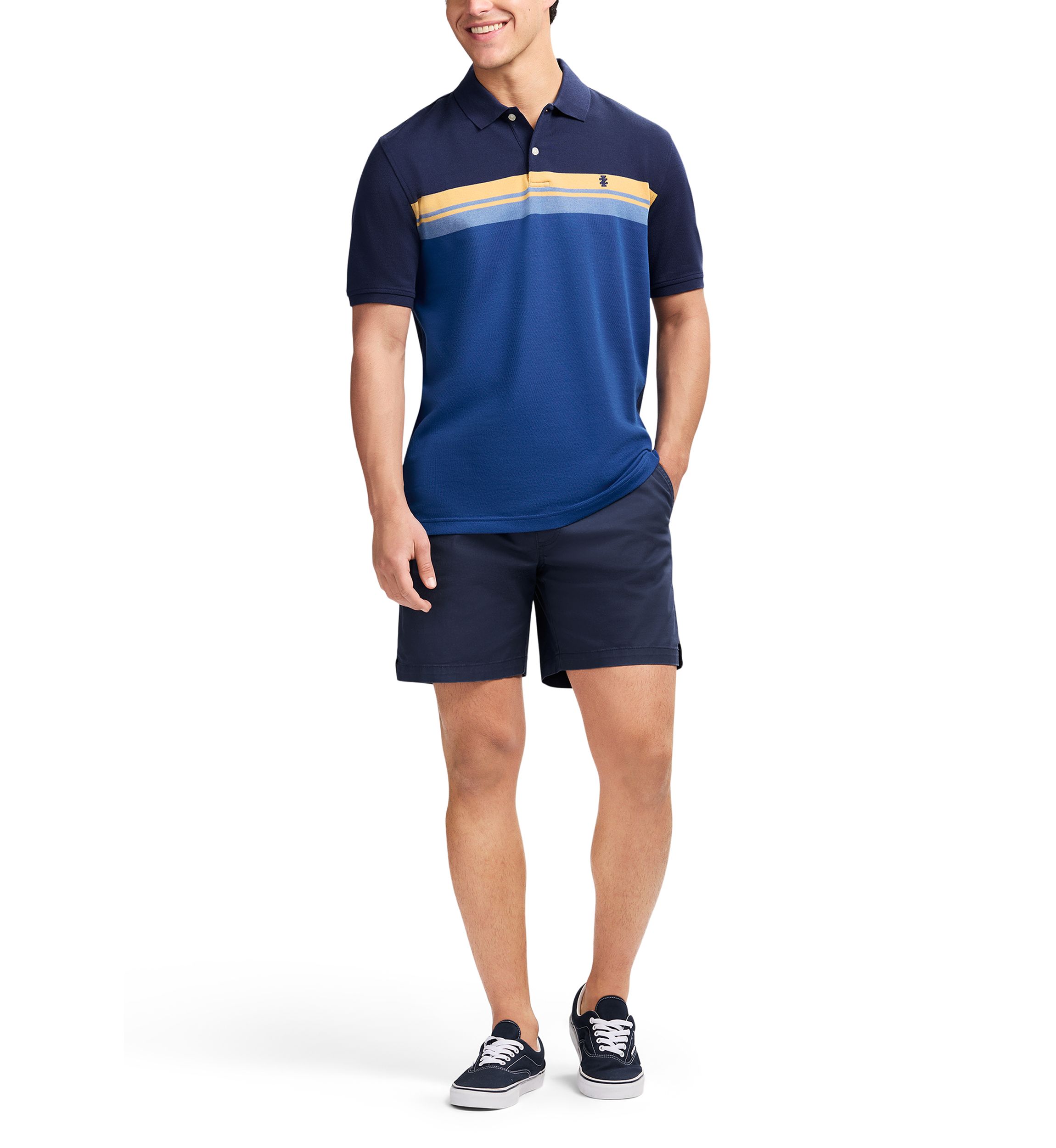 Color Block Stripe Polo Shirt