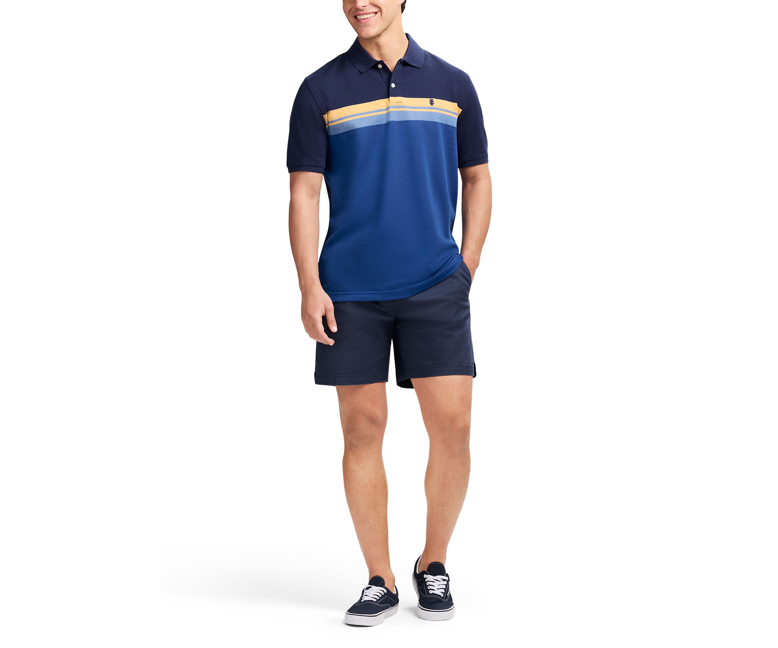 Color Block Stripe Polo Shirt