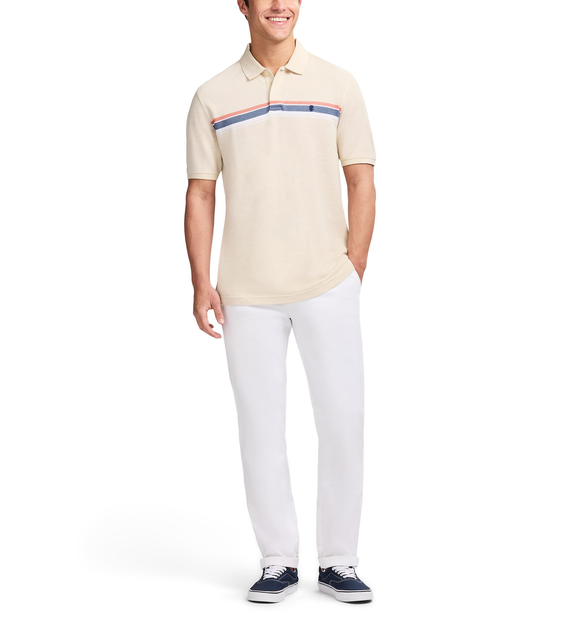 Short Sleeve Advantage Chest Stripe Polo Shirt