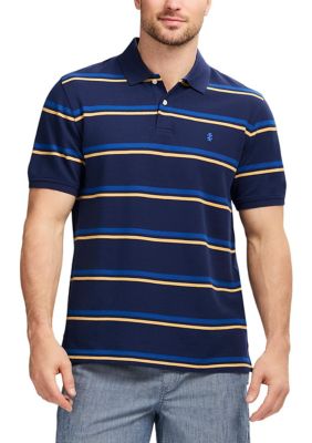 IZOD Men's Short Sleeve Advantage Stripe Polo Shirt, Blue, Small