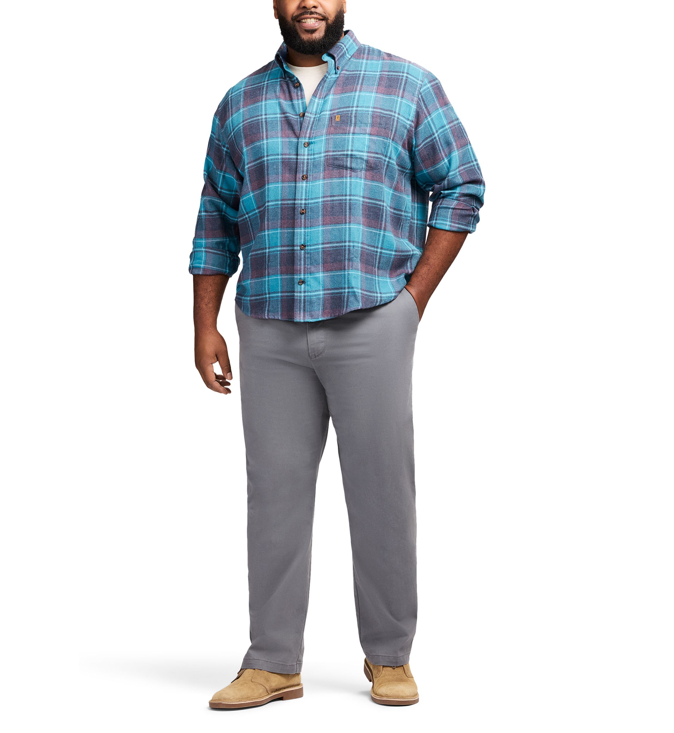 Big & Tall Stratton Flannel Long Sleeve Button Down Shirt