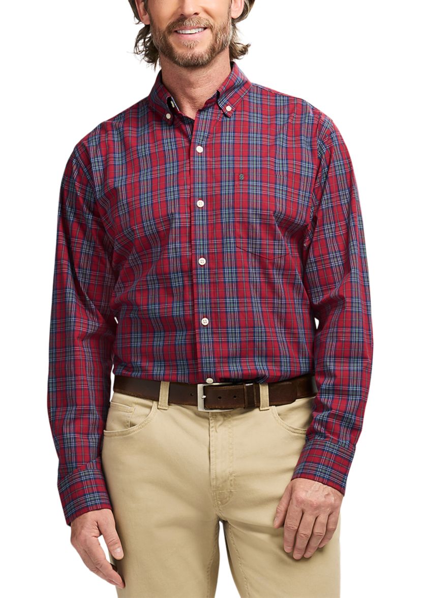 Holiday Tartan Long Sleeve Button Down Dress Shirt 