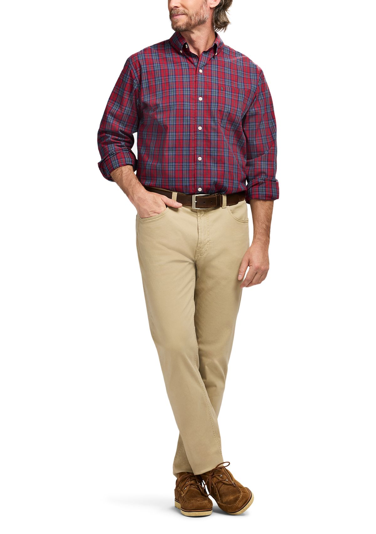 Holiday Tartan Long Sleeve Button Down Dress Shirt 