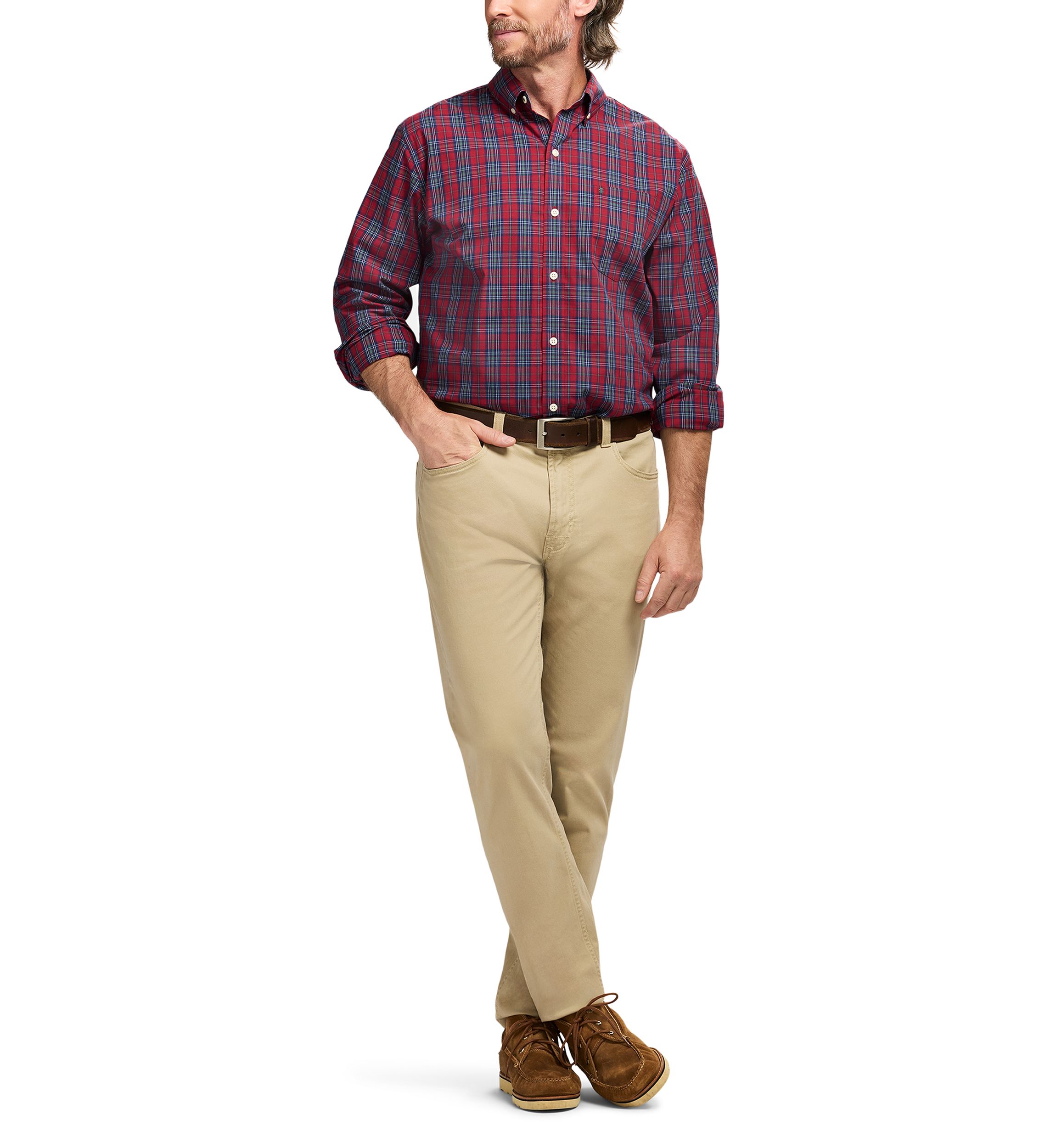 Holiday Tartan Long Sleeve Button Down Dress Shirt 