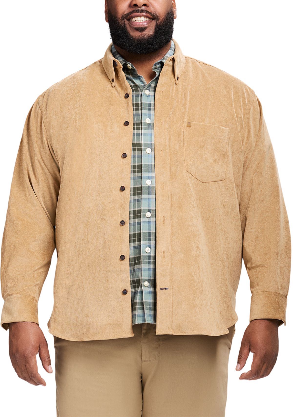 Big & Tall Long Sleeve Corduroy Button Down Shirt