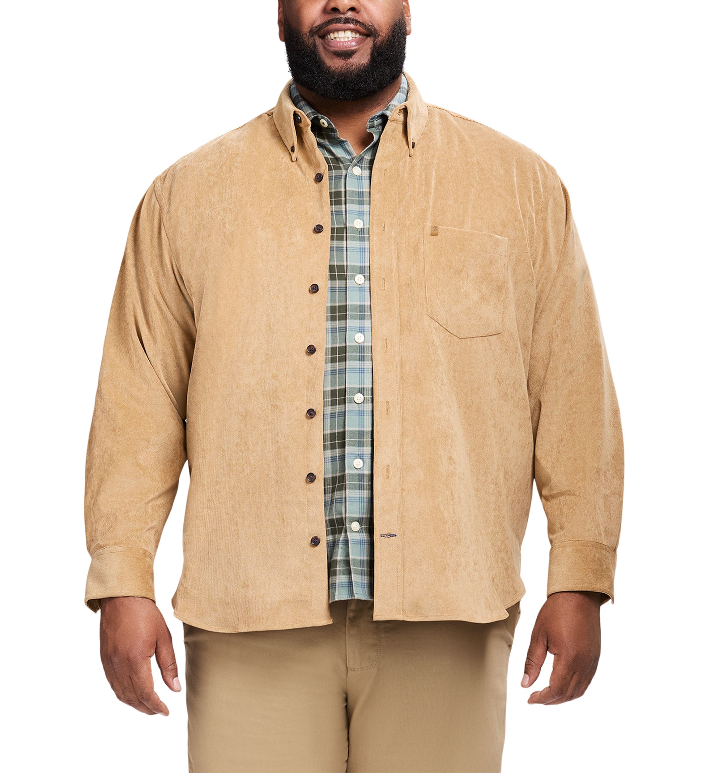 Big & Tall Long Sleeve Corduroy Button Down Shirt