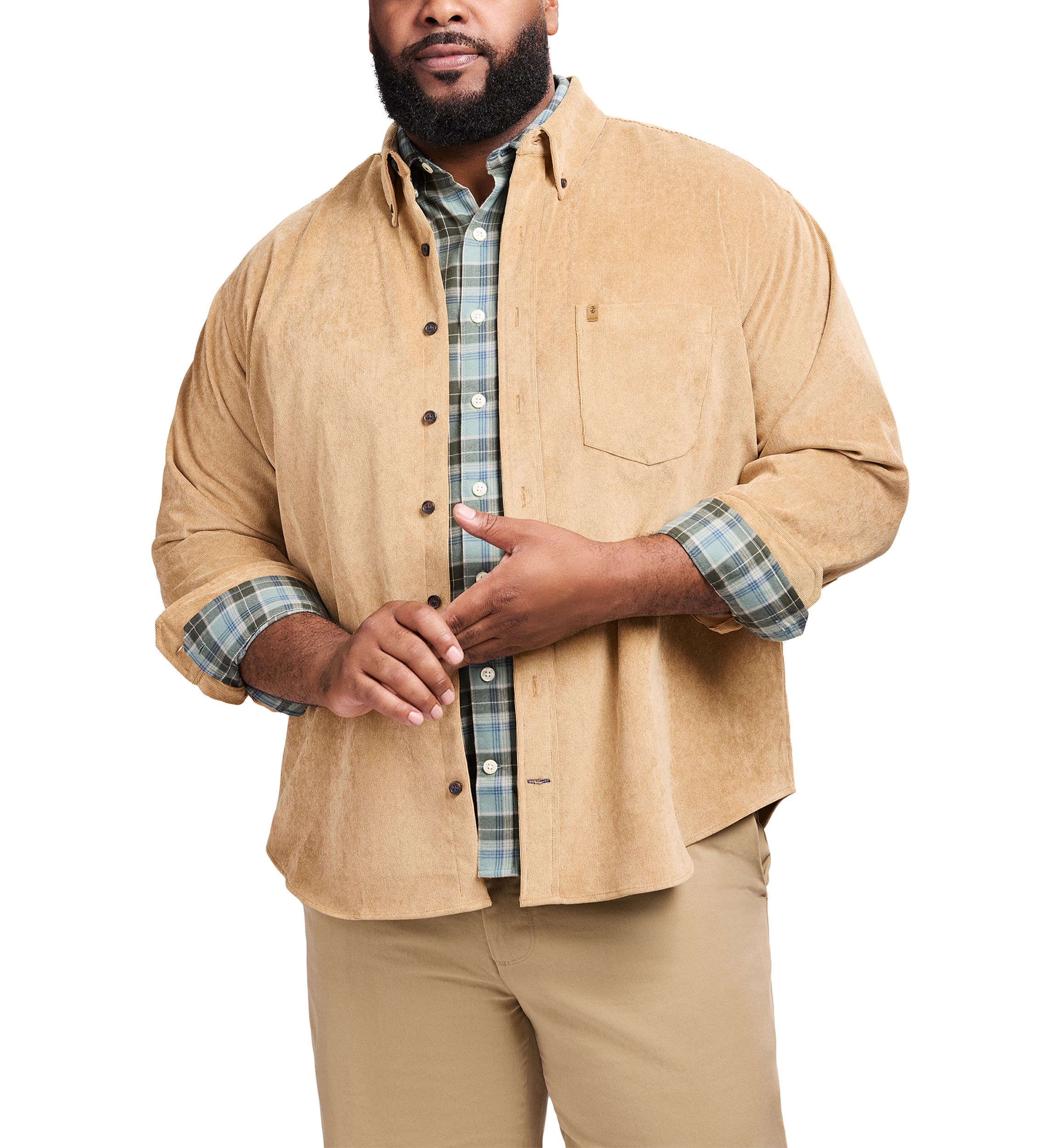 Big & Tall Long Sleeve Corduroy Button Down Shirt