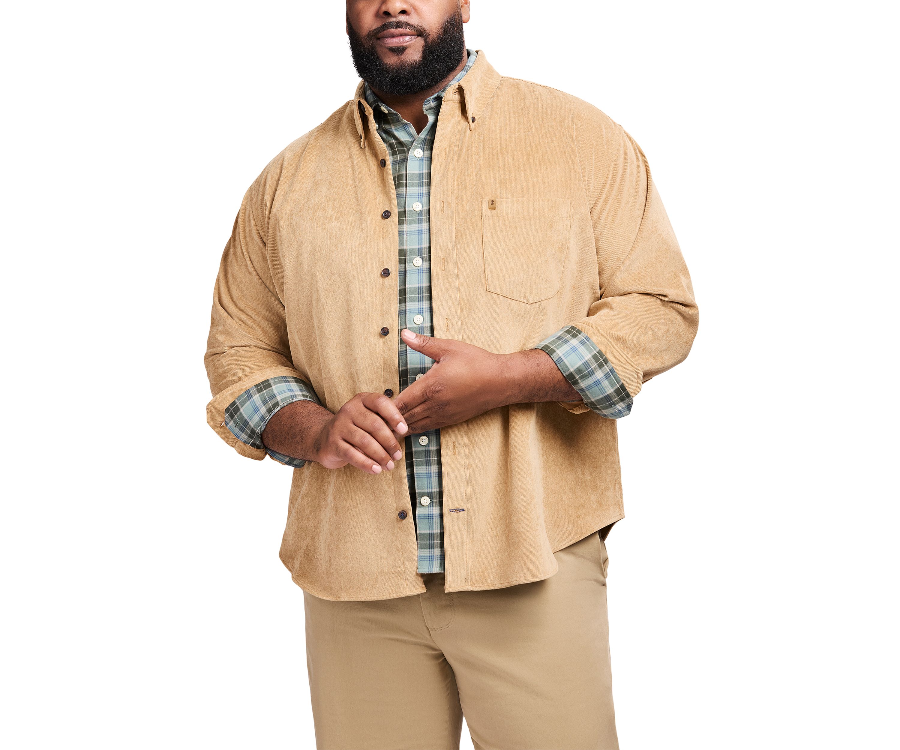 Big & Tall Long Sleeve Corduroy Button Down Shirt