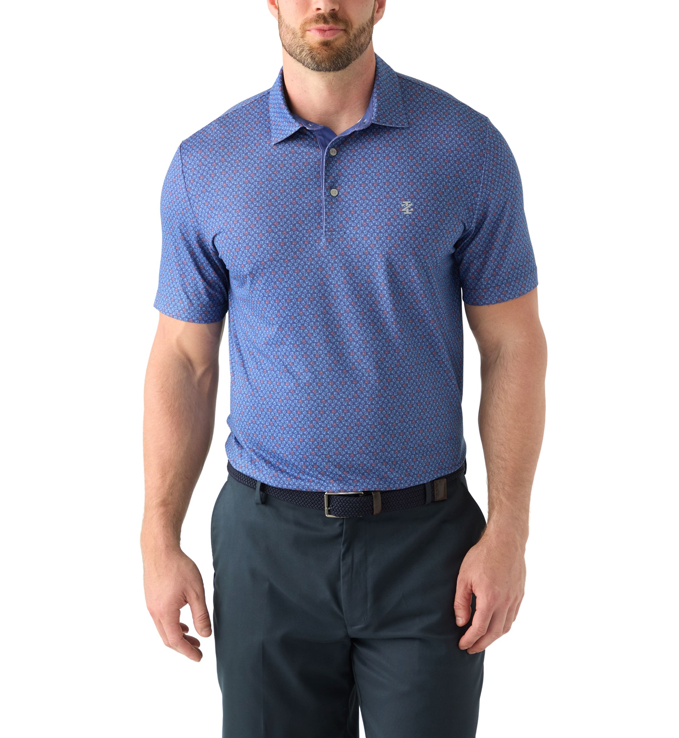 Big & Tall Short Sleeve Swingflex Crab Print Polo Shirt