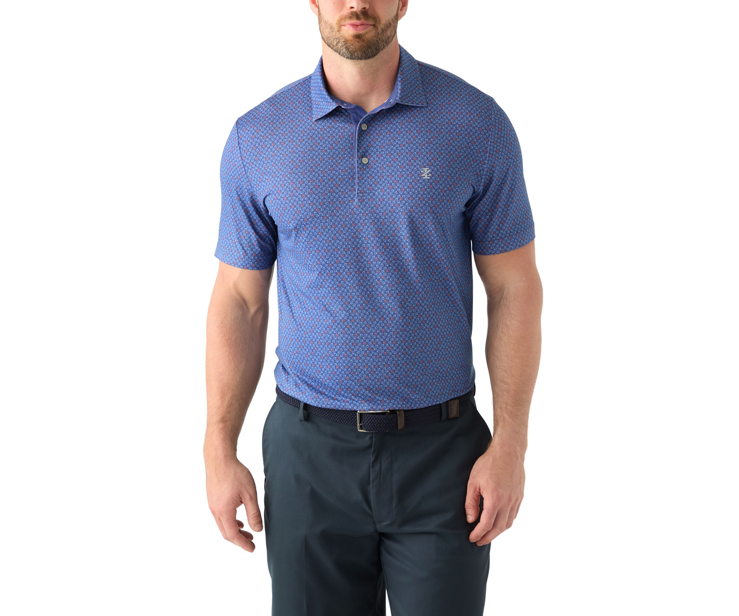 Big & Tall Short Sleeve Swingflex Crab Print Polo Shirt