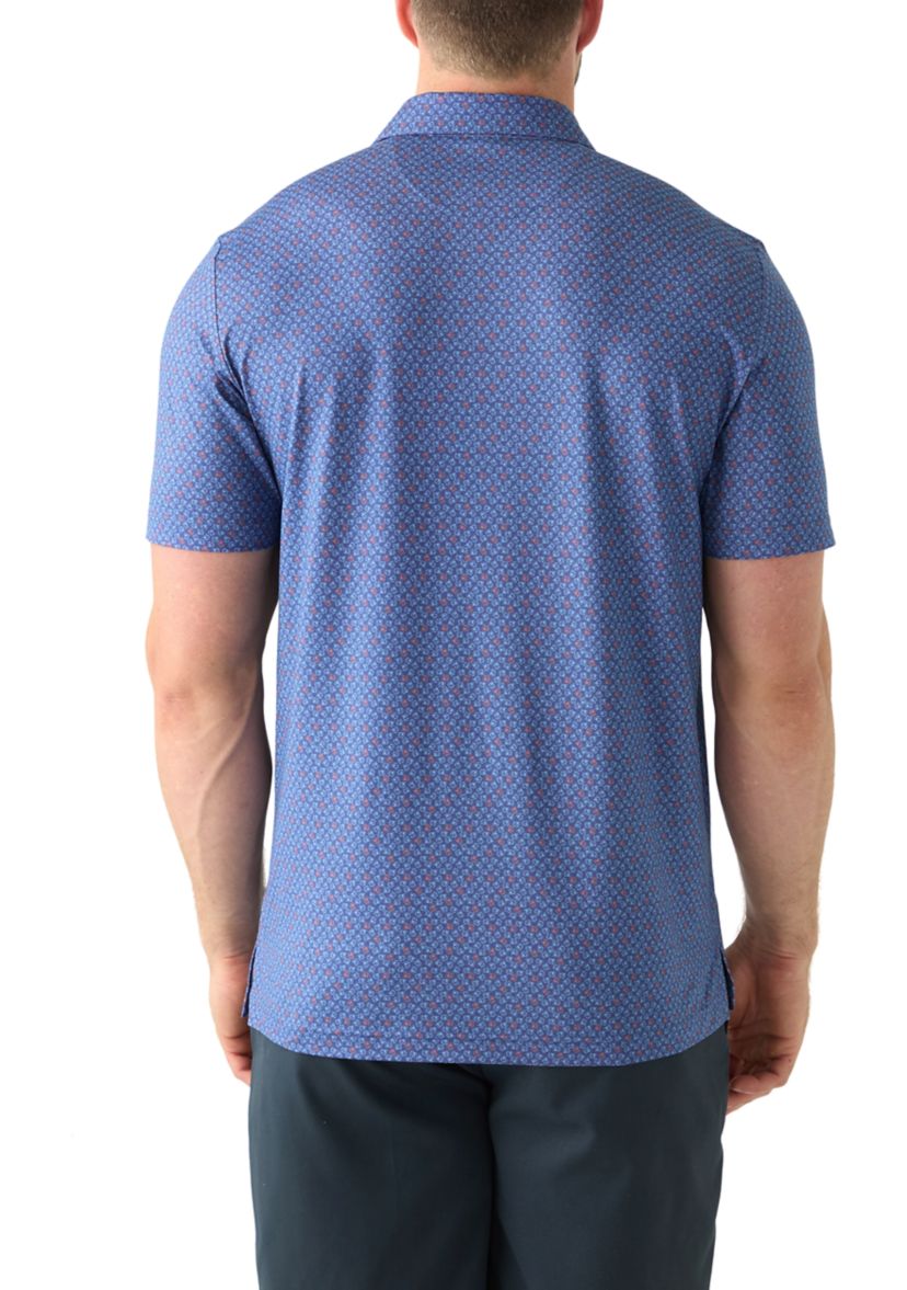 Big & Tall Short Sleeve Swingflex Crab Print Polo Shirt