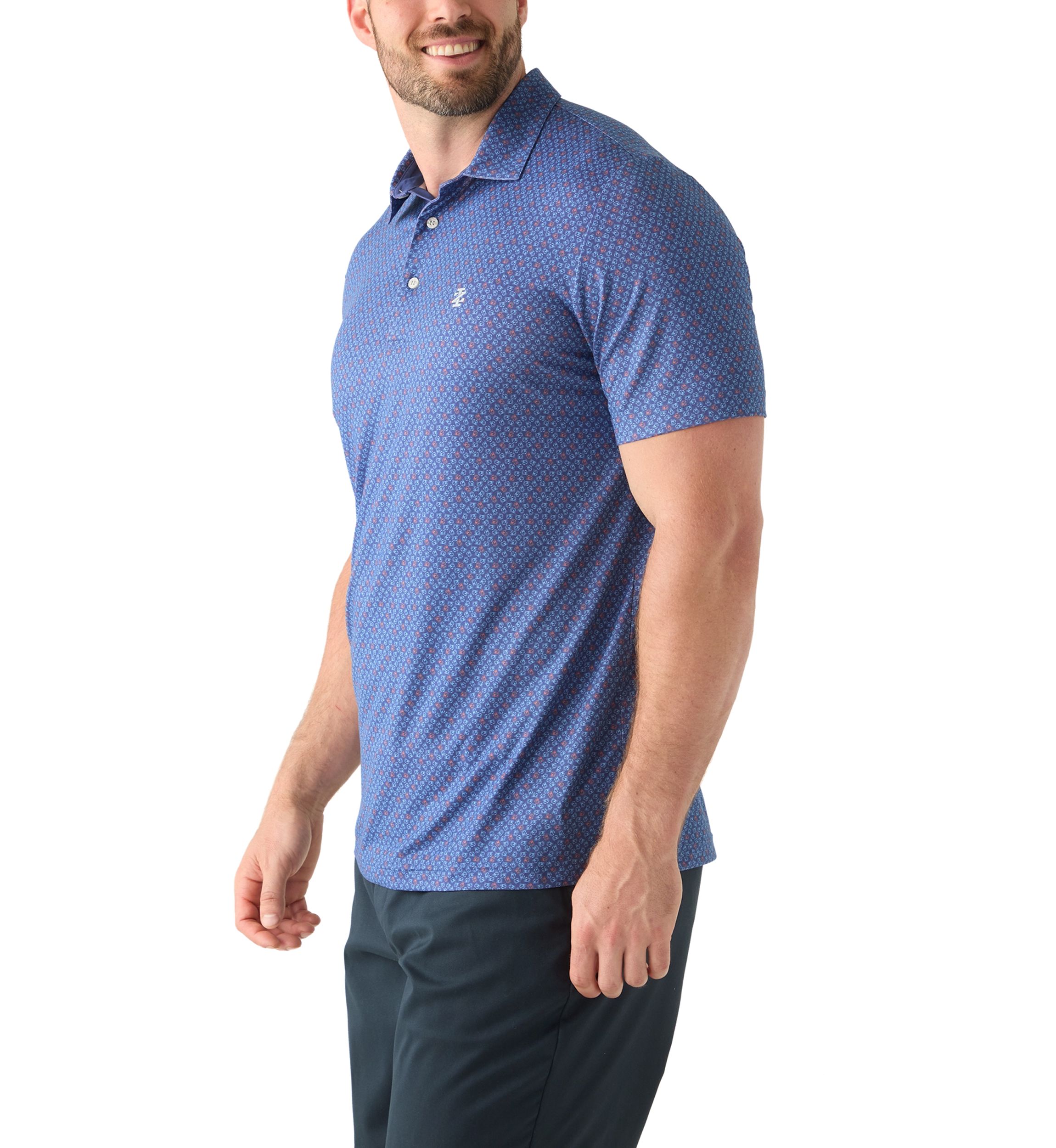 Big & Tall Short Sleeve Swingflex Crab Print Polo Shirt