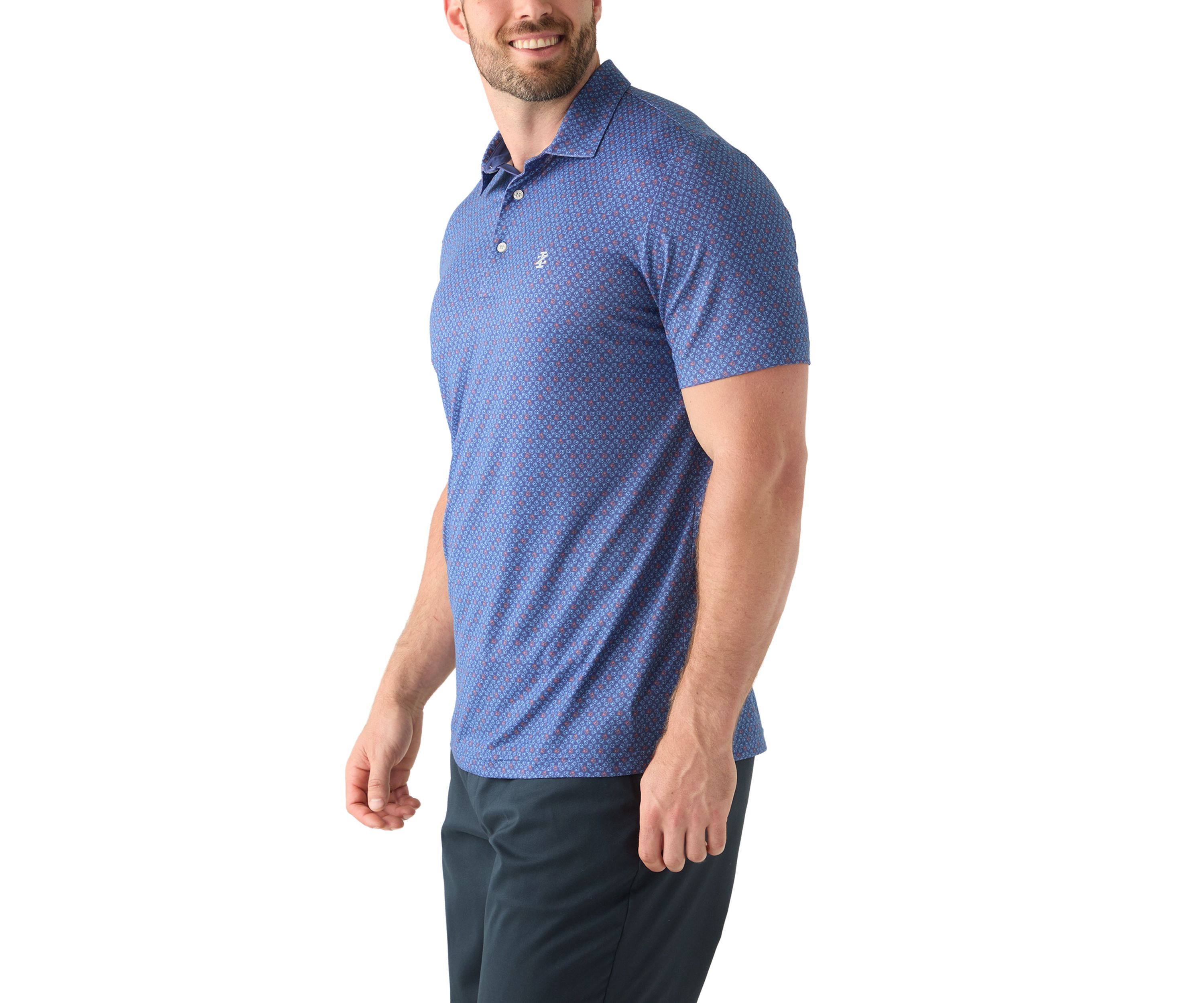 Big & Tall Short Sleeve Swingflex Crab Print Polo Shirt