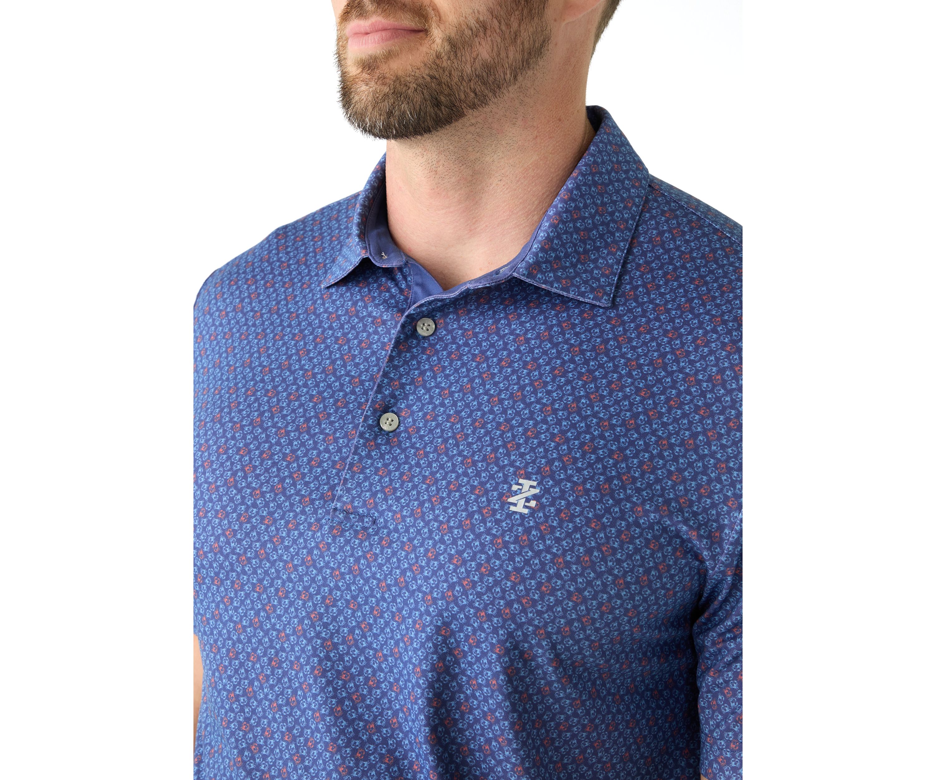 Big & Tall Short Sleeve Swingflex Crab Print Polo Shirt