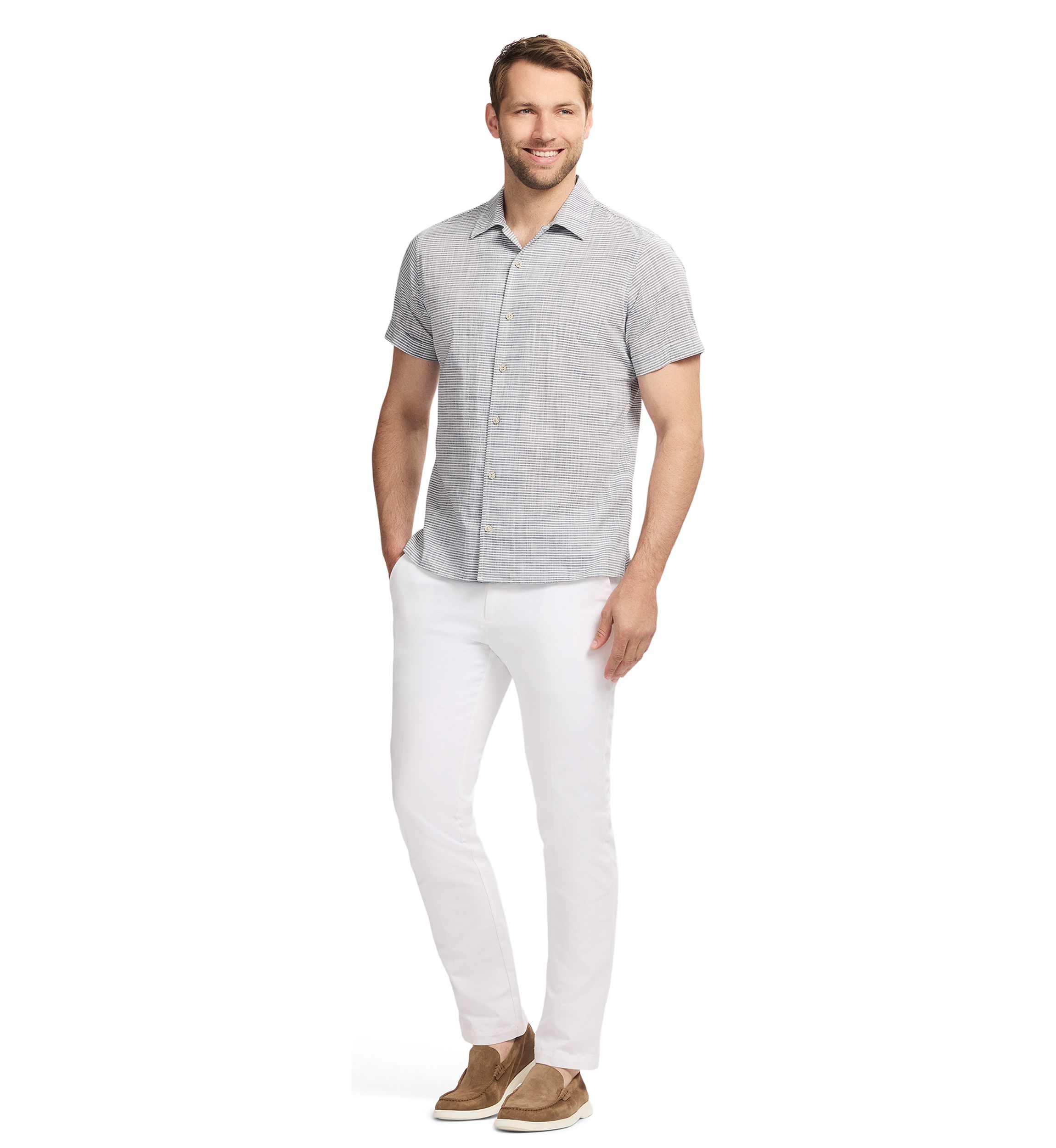 Short Sleeve Woven Saltwater Dune Texture Button Up Shirt
