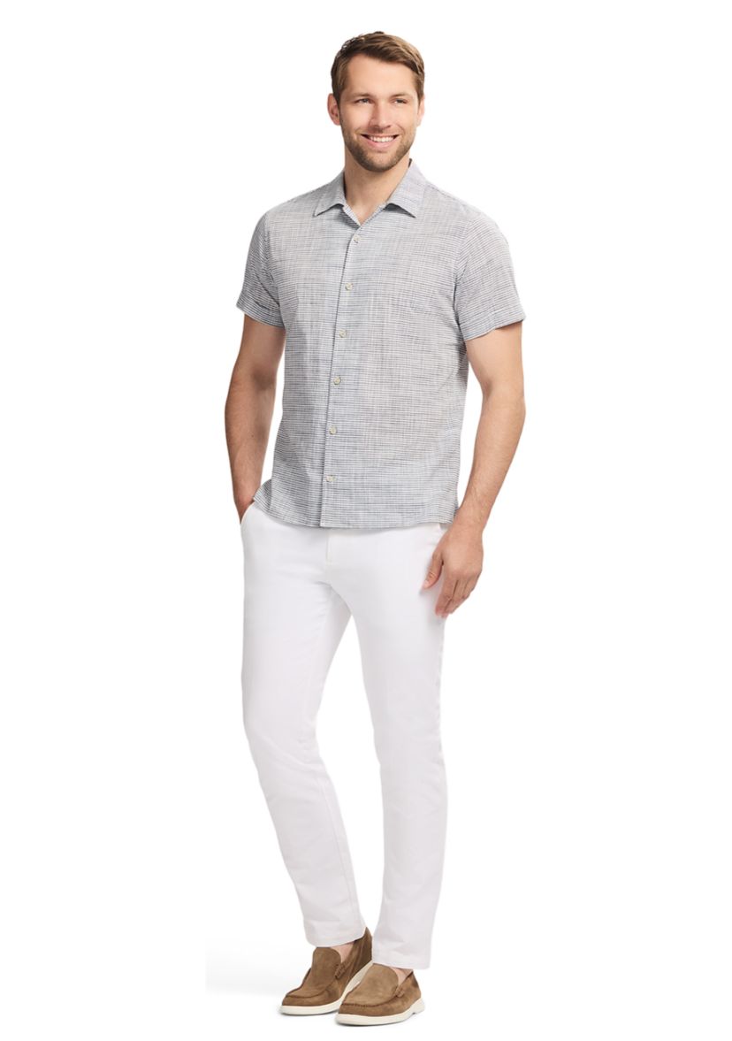 Short Sleeve Woven Saltwater Dune Texture Button Up Shirt