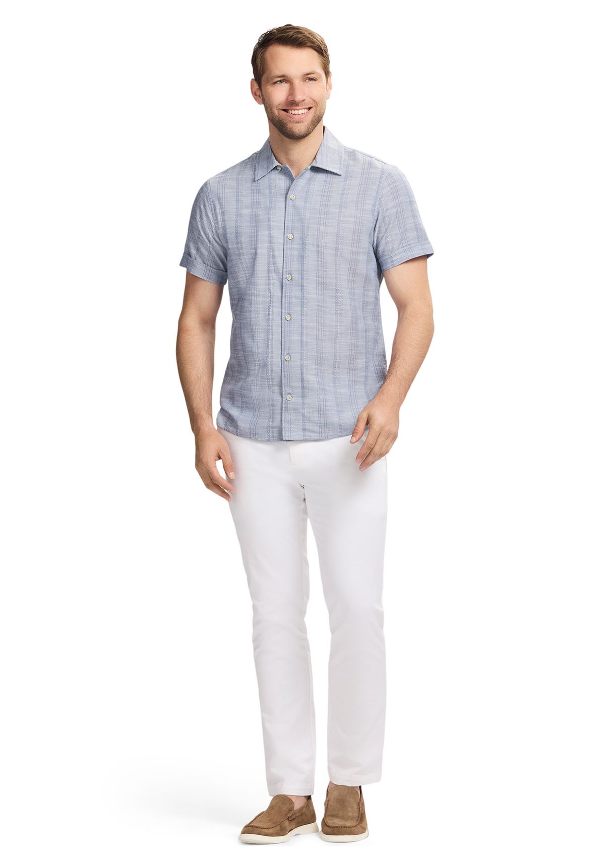 Short Sleeve Woven Saltwater Dune Texture Button Up Shirt