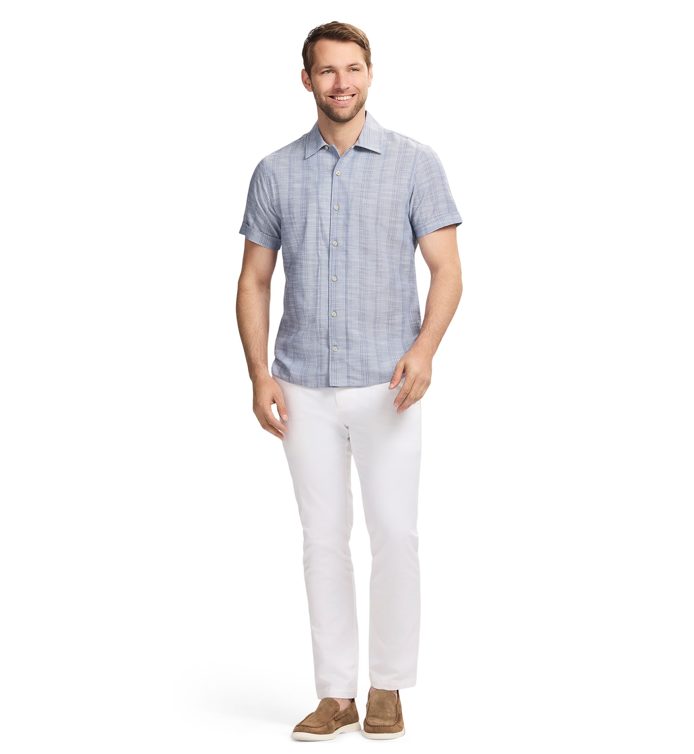 Short Sleeve Woven Saltwater Dune Texture Button Up Shirt