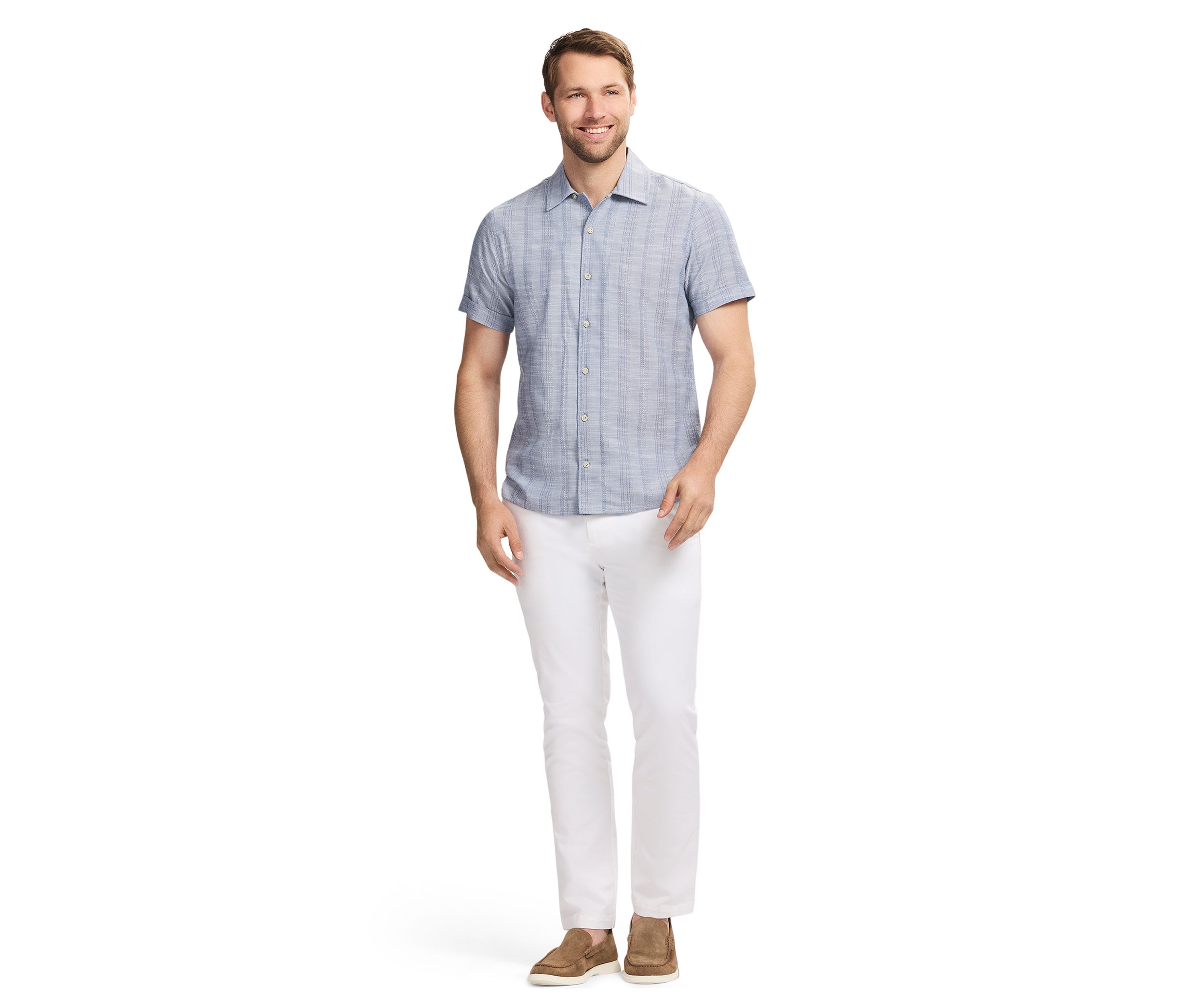 Short Sleeve Woven Saltwater Dune Texture Button Up Shirt