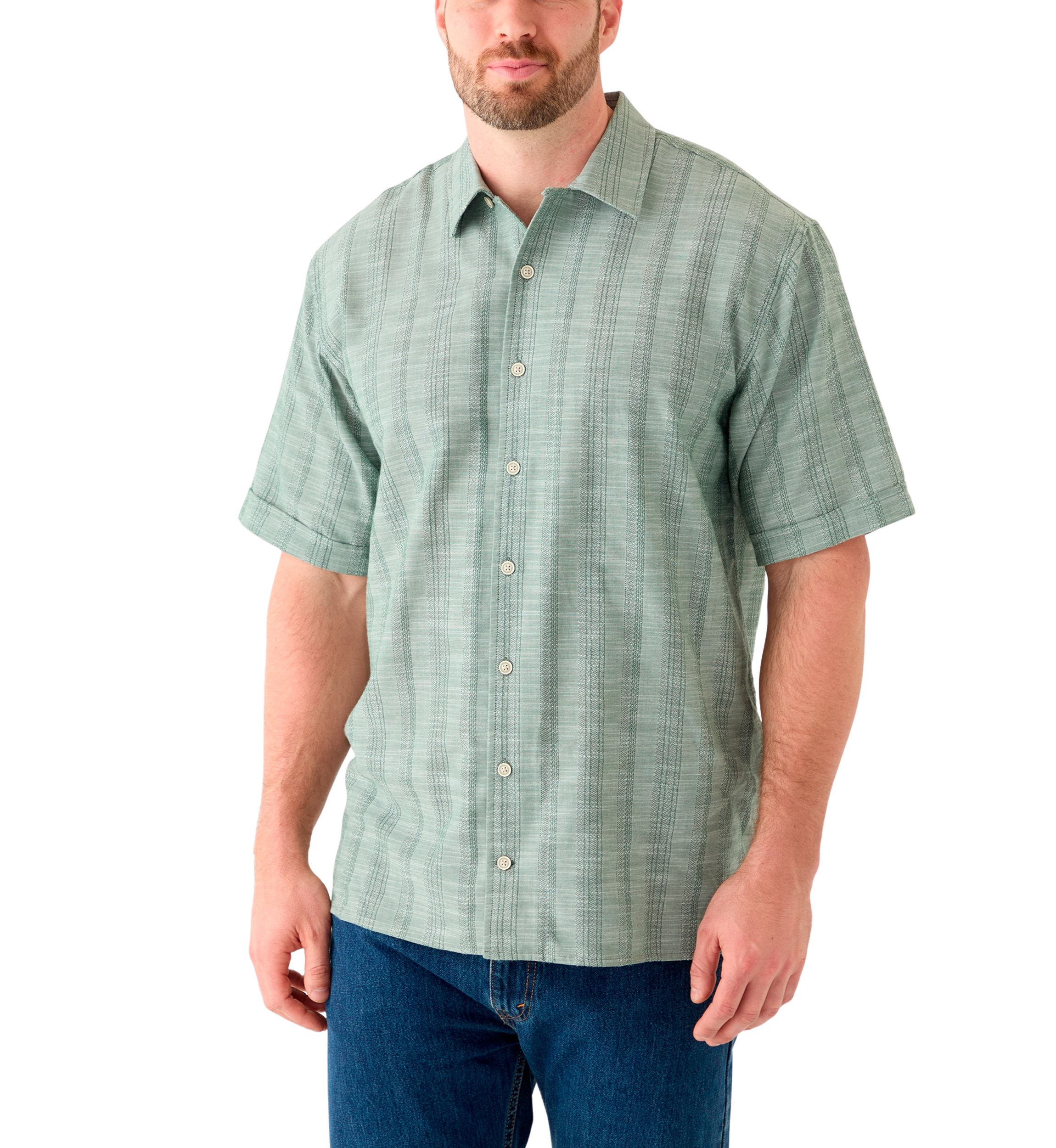 Big & Tall Short Sleeve Lux Saltwater Tonal Stripe Shirt