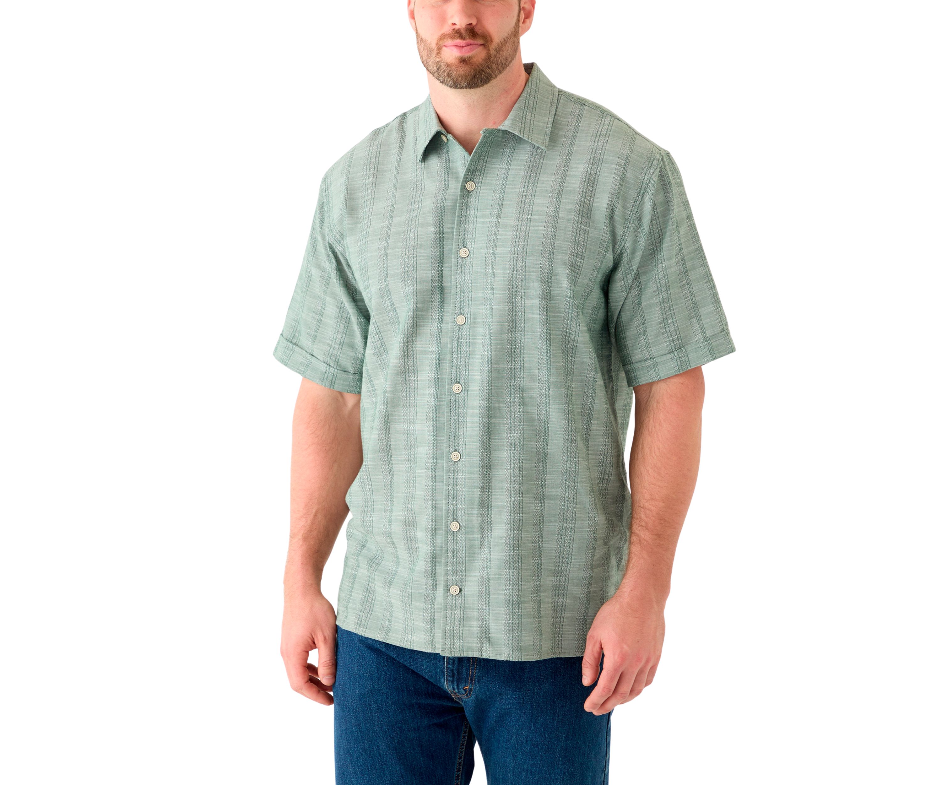Big & Tall Short Sleeve Lux Saltwater Tonal Stripe Shirt