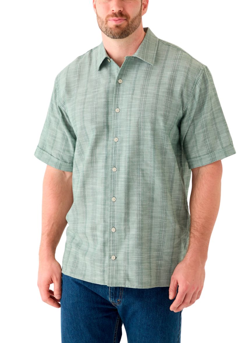 Big & Tall Short Sleeve Lux Saltwater Tonal Stripe Shirt