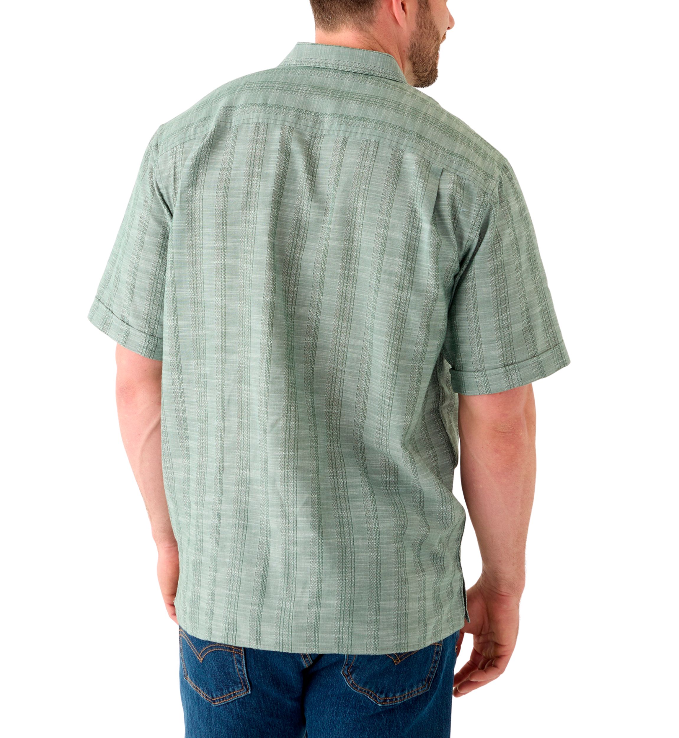 Big & Tall Short Sleeve Lux Saltwater Tonal Stripe Shirt