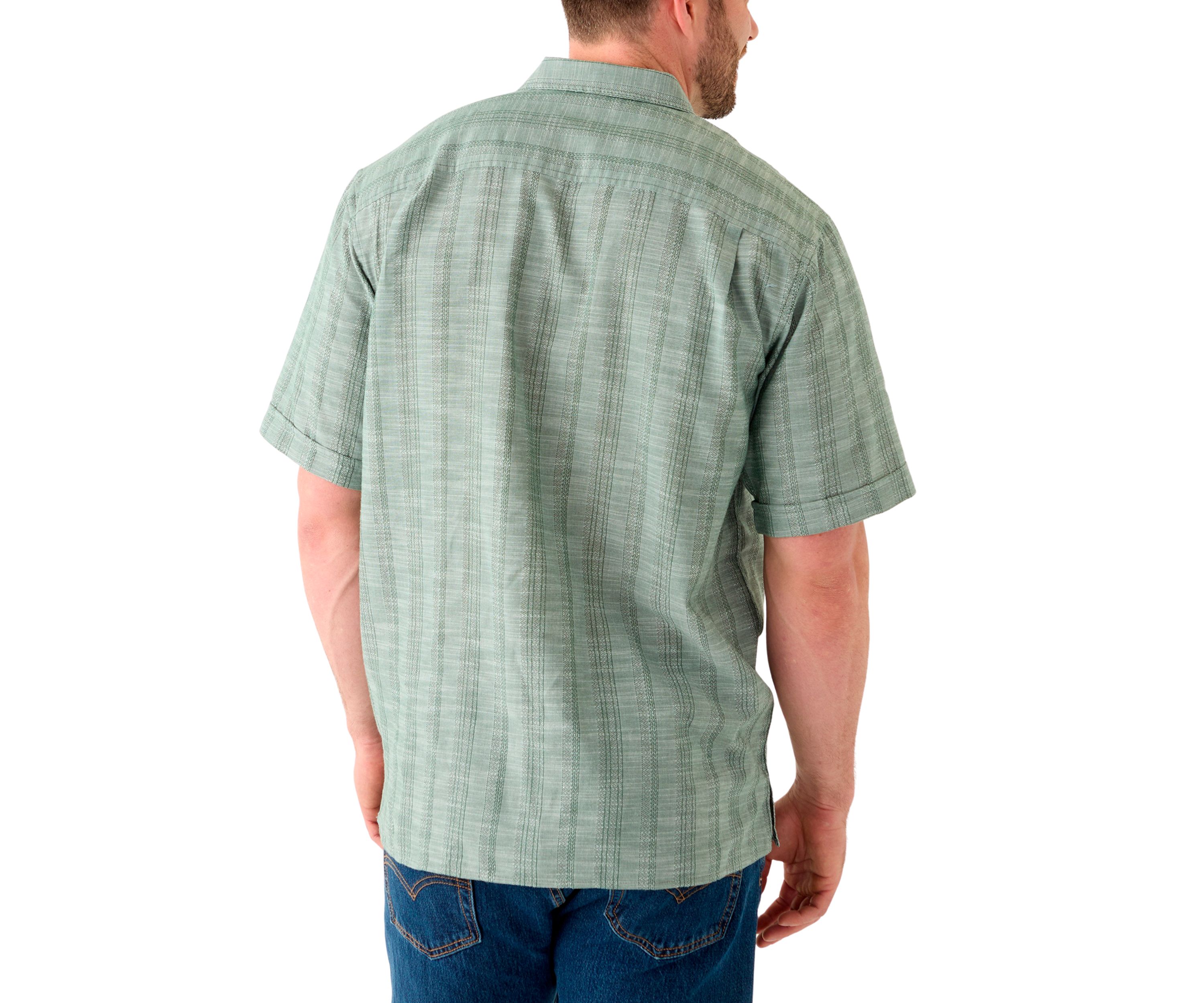 Big & Tall Short Sleeve Lux Saltwater Tonal Stripe Shirt