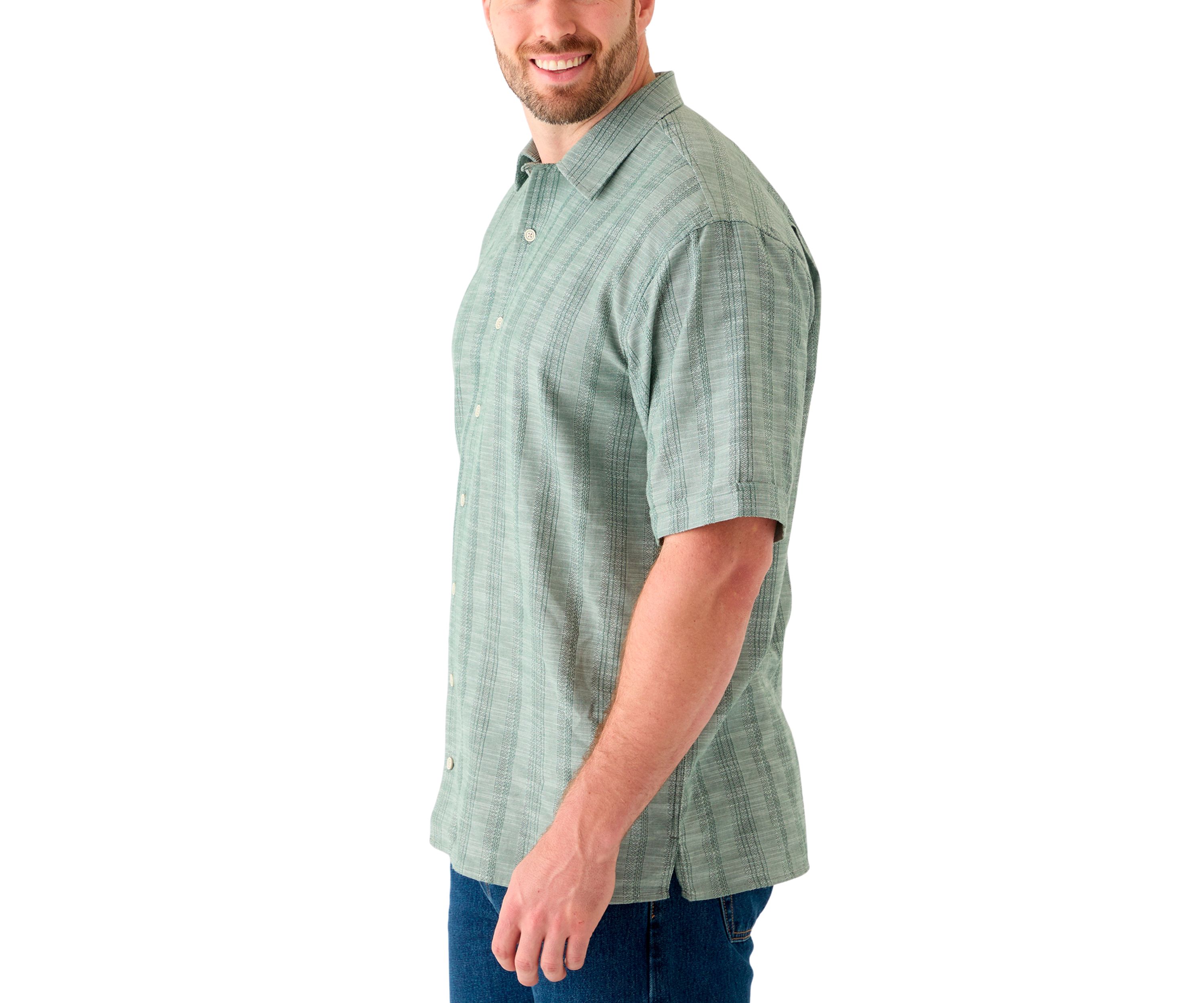 Big & Tall Short Sleeve Lux Saltwater Tonal Stripe Shirt