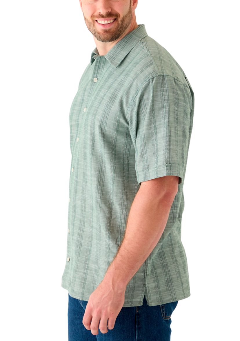 Big & Tall Short Sleeve Lux Saltwater Tonal Stripe Shirt