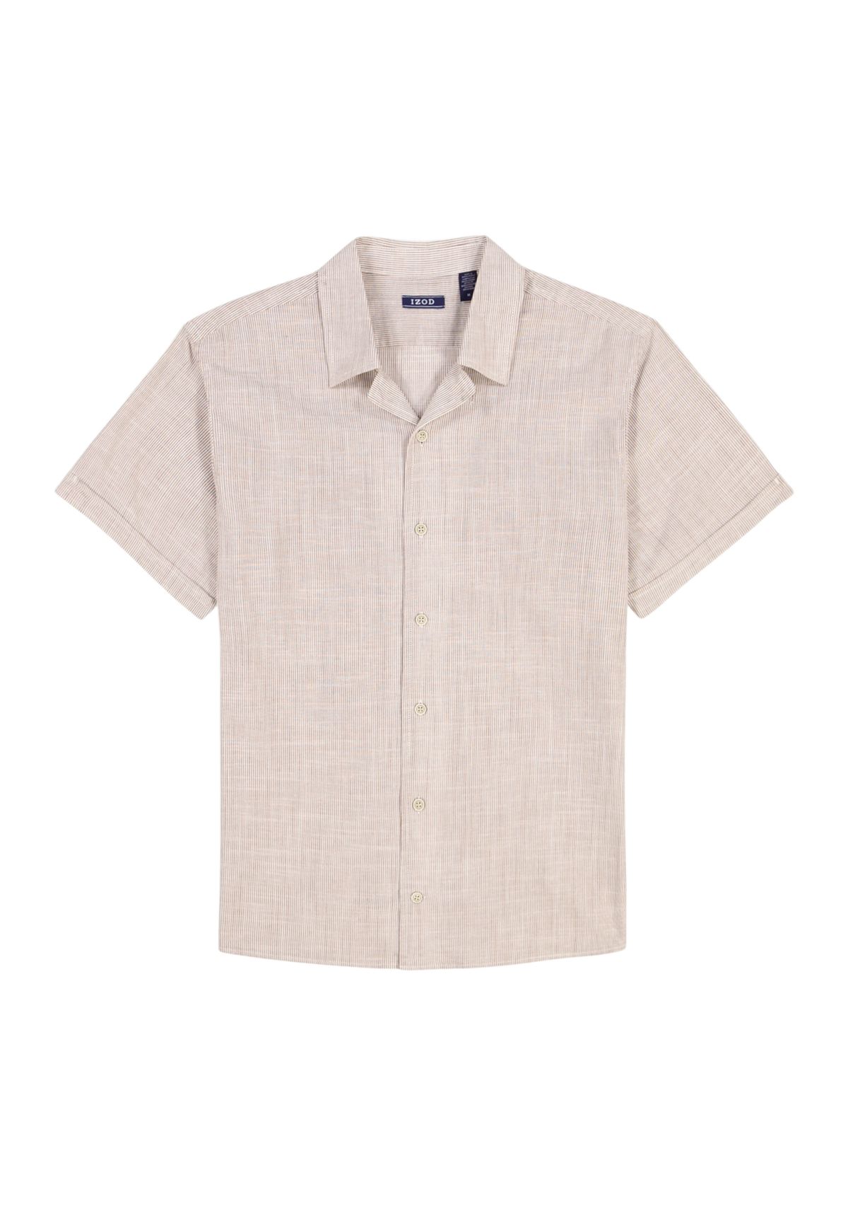 Short Sleeve Woven Saltwater Dune Textured Button Up Shirt
