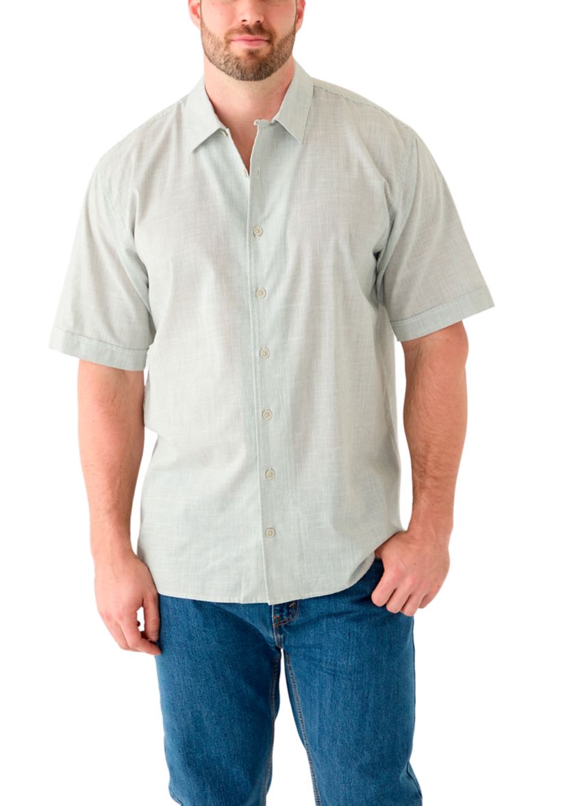 Big & Tall Short Sleeve Lux Saltwater Dunes Mini Vertical Stripe Shirt