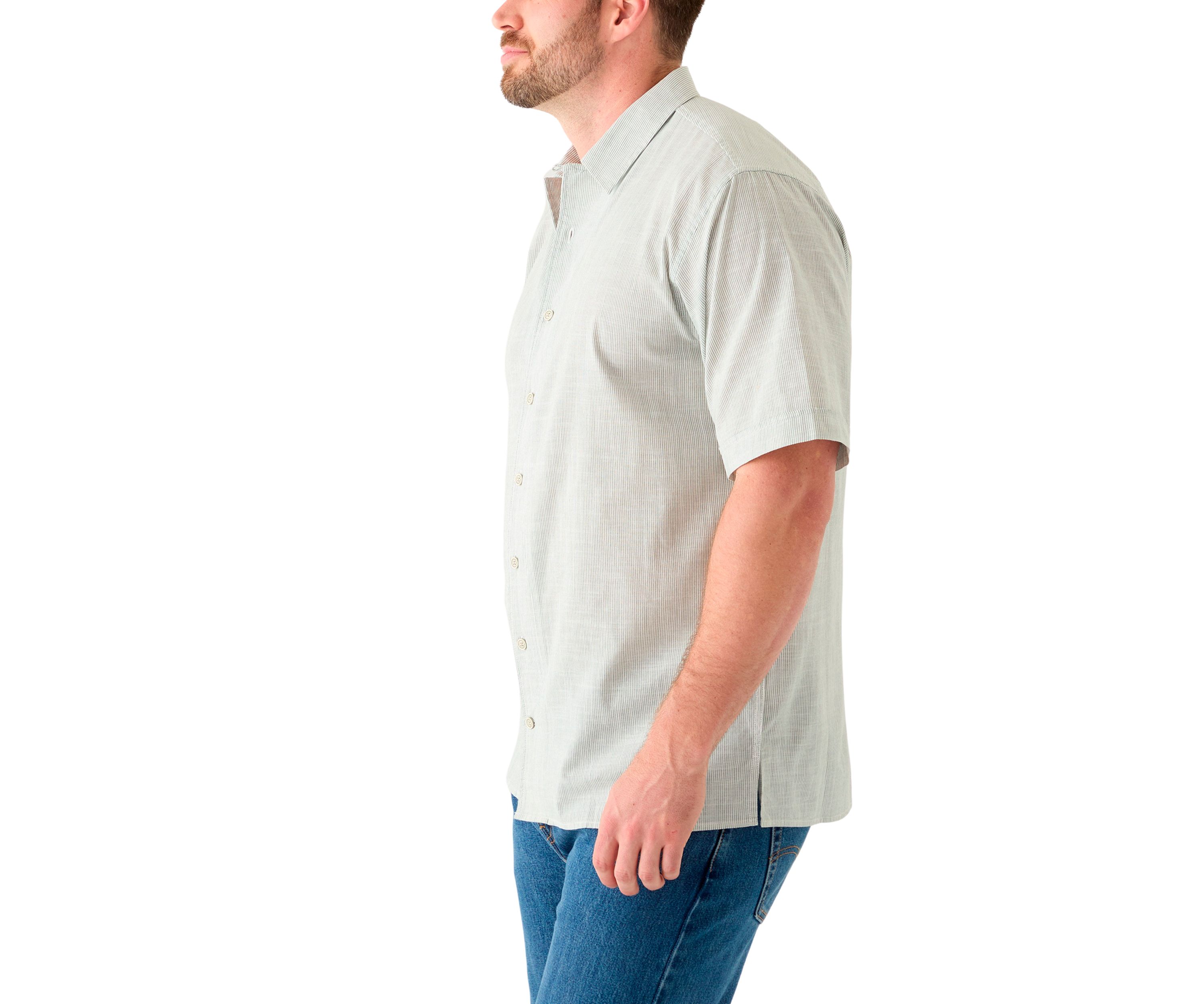 Big & Tall Short Sleeve Lux Saltwater Dunes Mini Vertical Stripe Shirt
