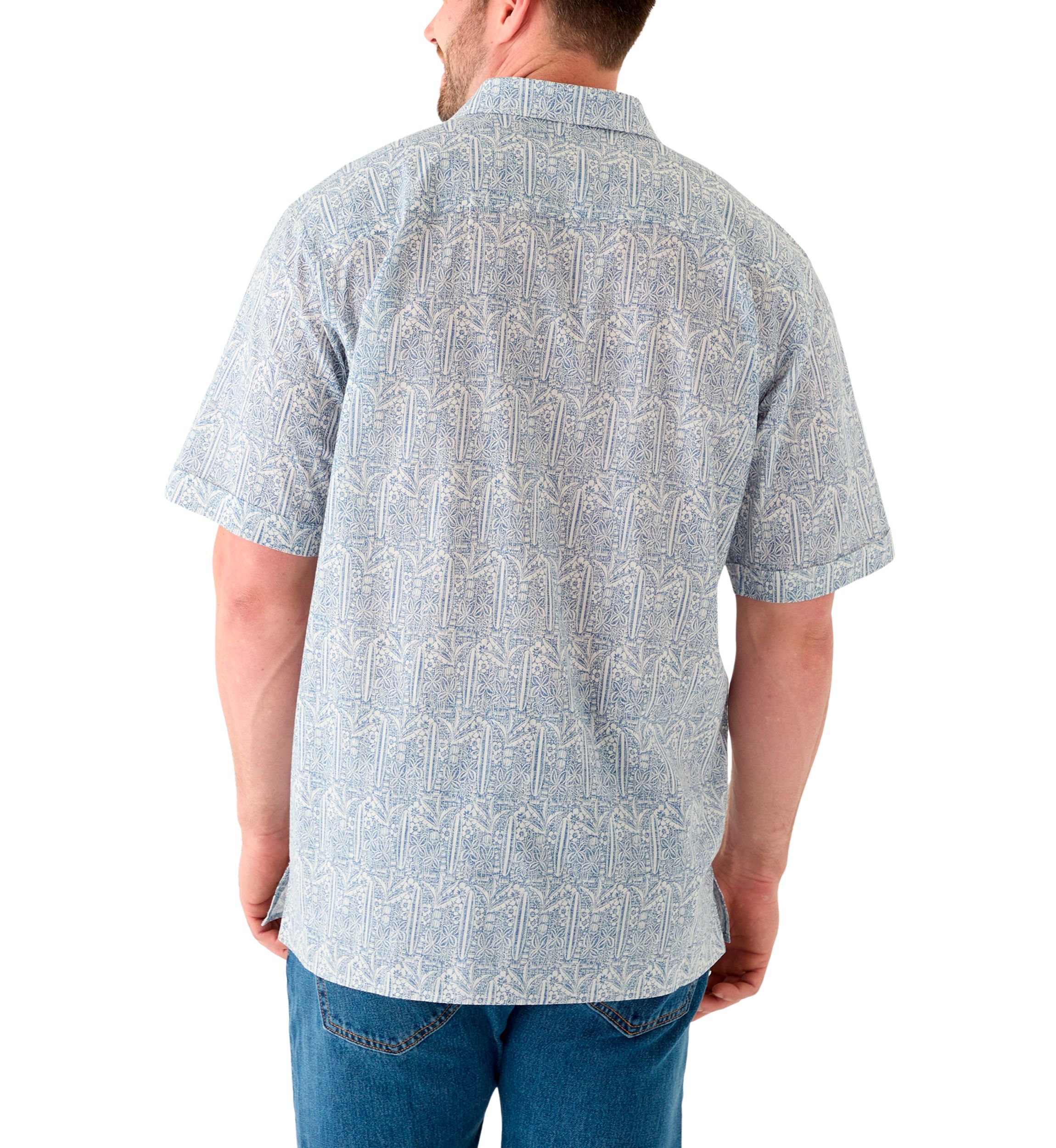 Big & Tall Short Sleeve Lux Saltwater Dunes Tropical Print Shirt