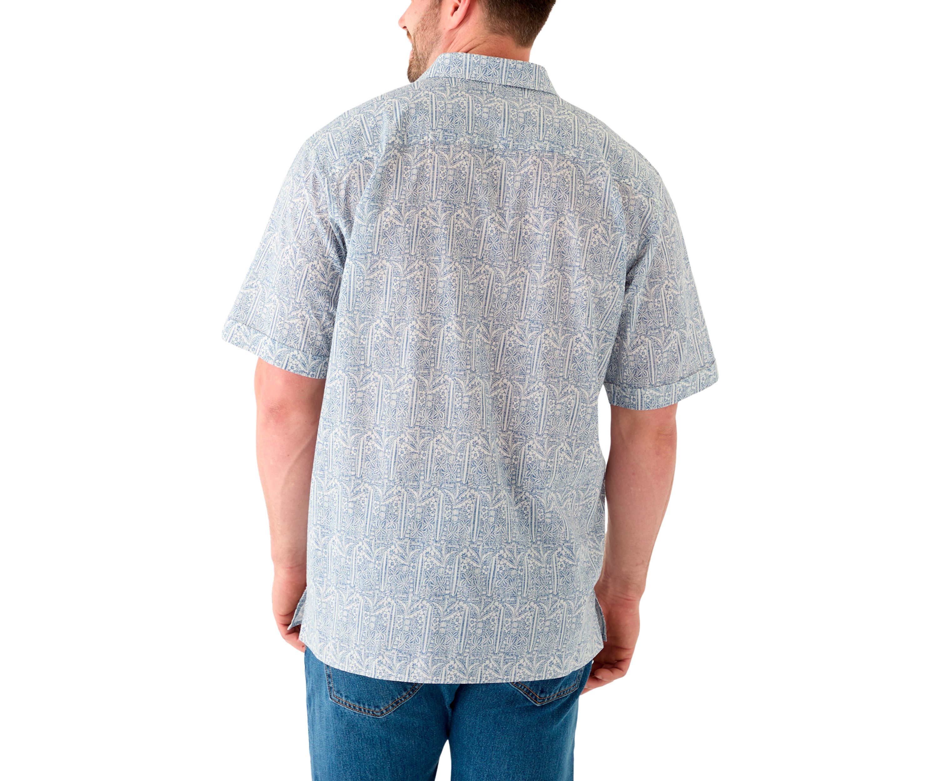 Big & Tall Short Sleeve Lux Saltwater Dunes Tropical Print Shirt