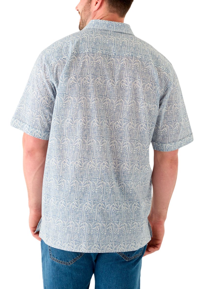 Big & Tall Short Sleeve Lux Saltwater Dunes Tropical Print Shirt