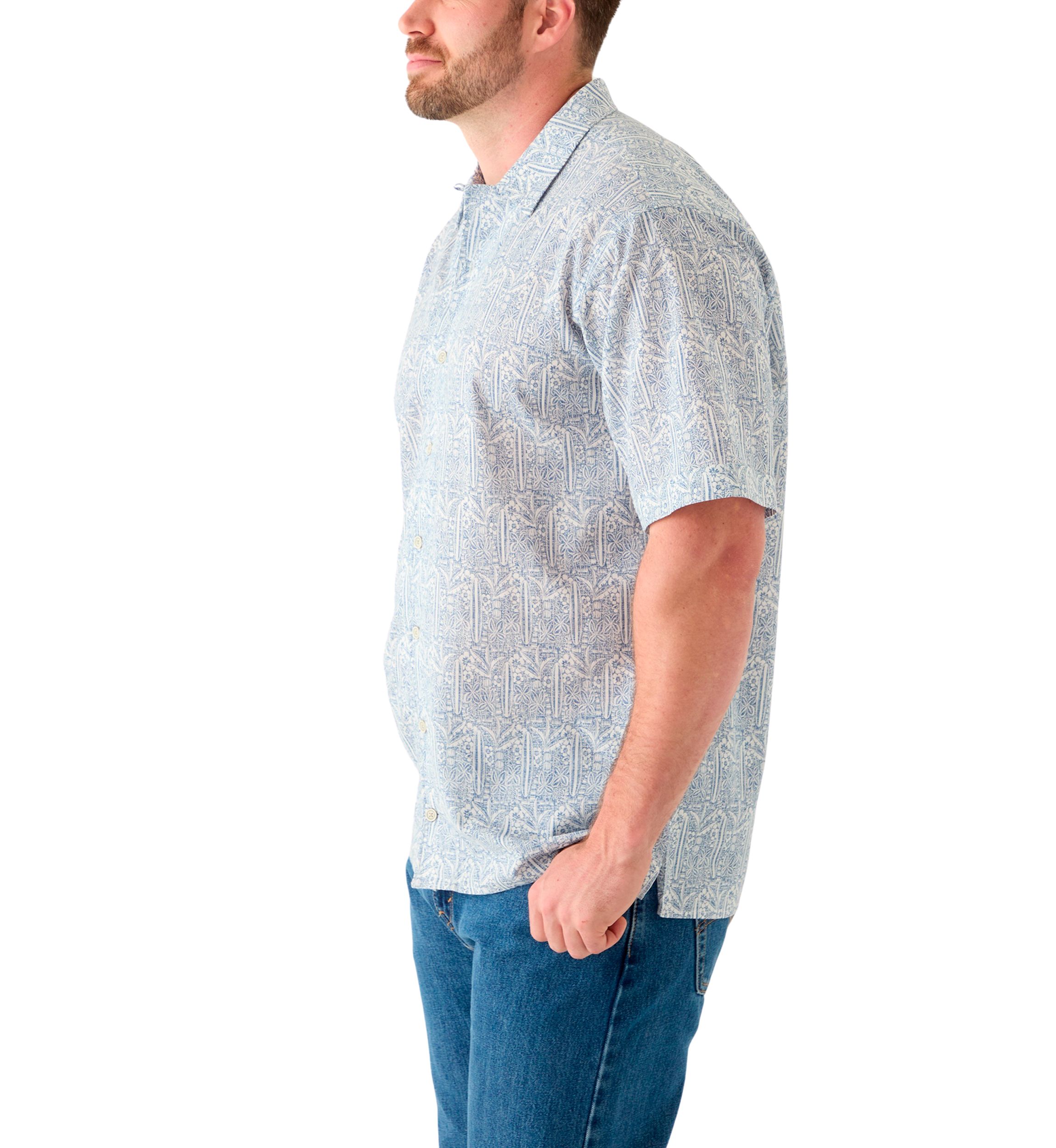 Big & Tall Short Sleeve Lux Saltwater Dunes Tropical Print Shirt