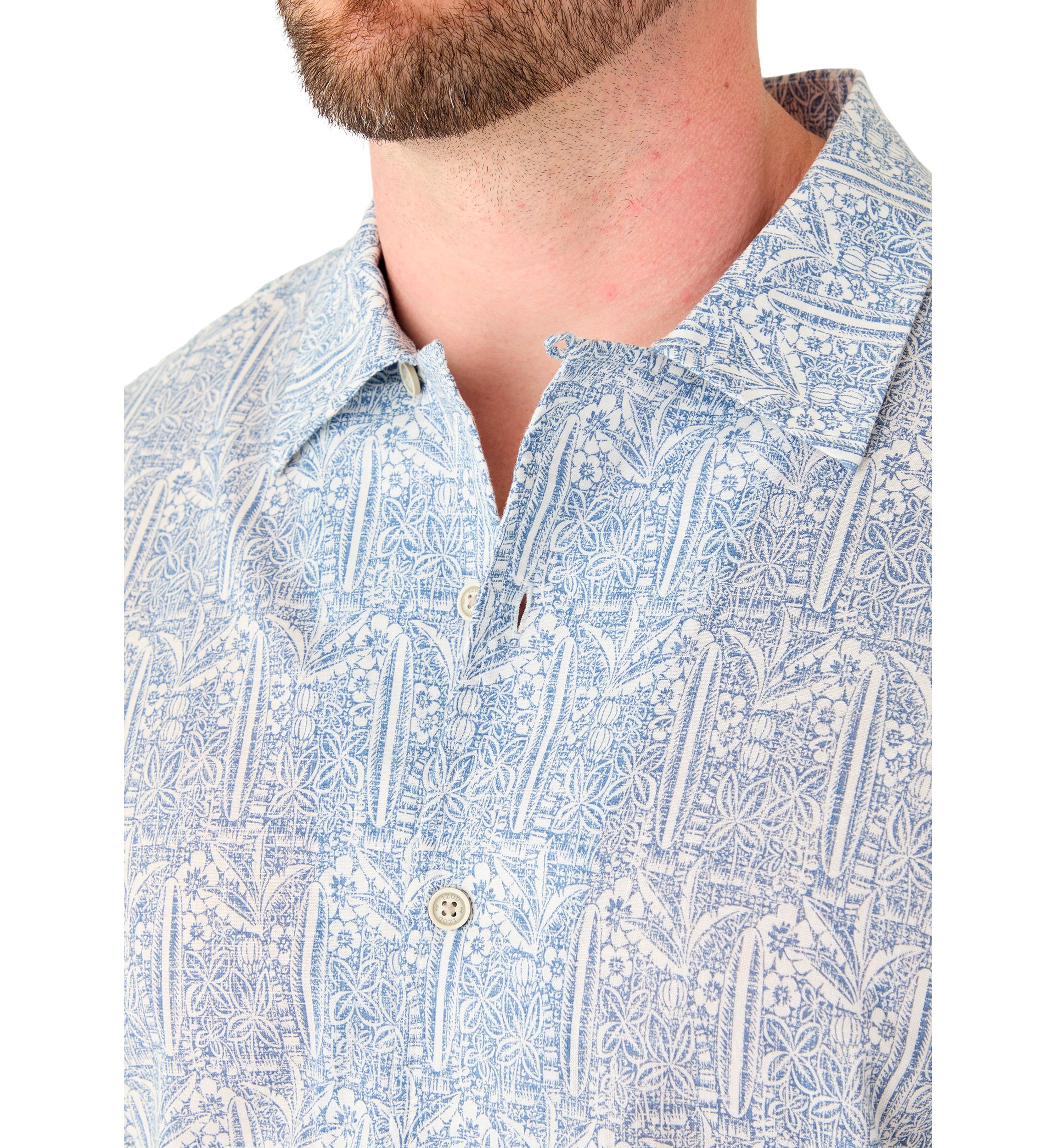 Big & Tall Short Sleeve Lux Saltwater Dunes Tropical Print Shirt