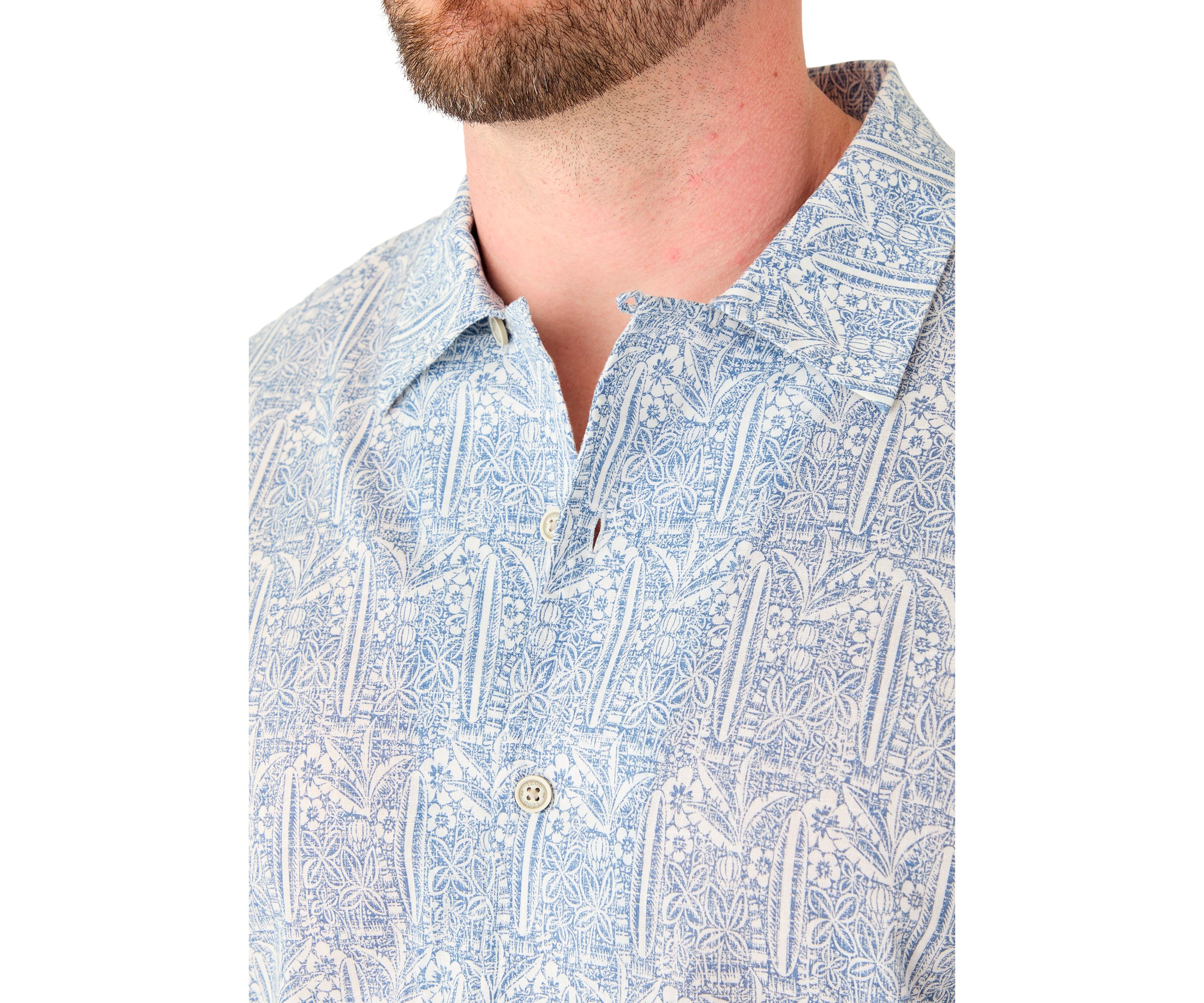 Big & Tall Short Sleeve Lux Saltwater Dunes Tropical Print Shirt