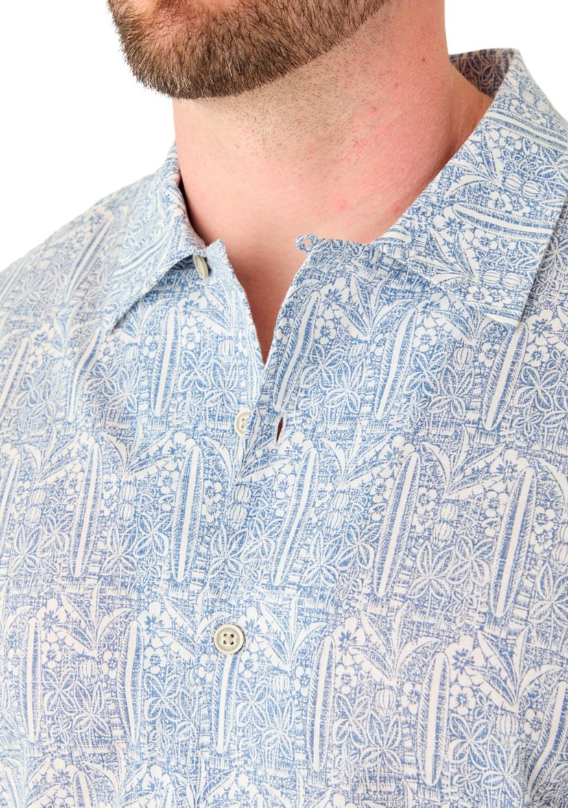 Big & Tall Short Sleeve Lux Saltwater Dunes Tropical Print Shirt