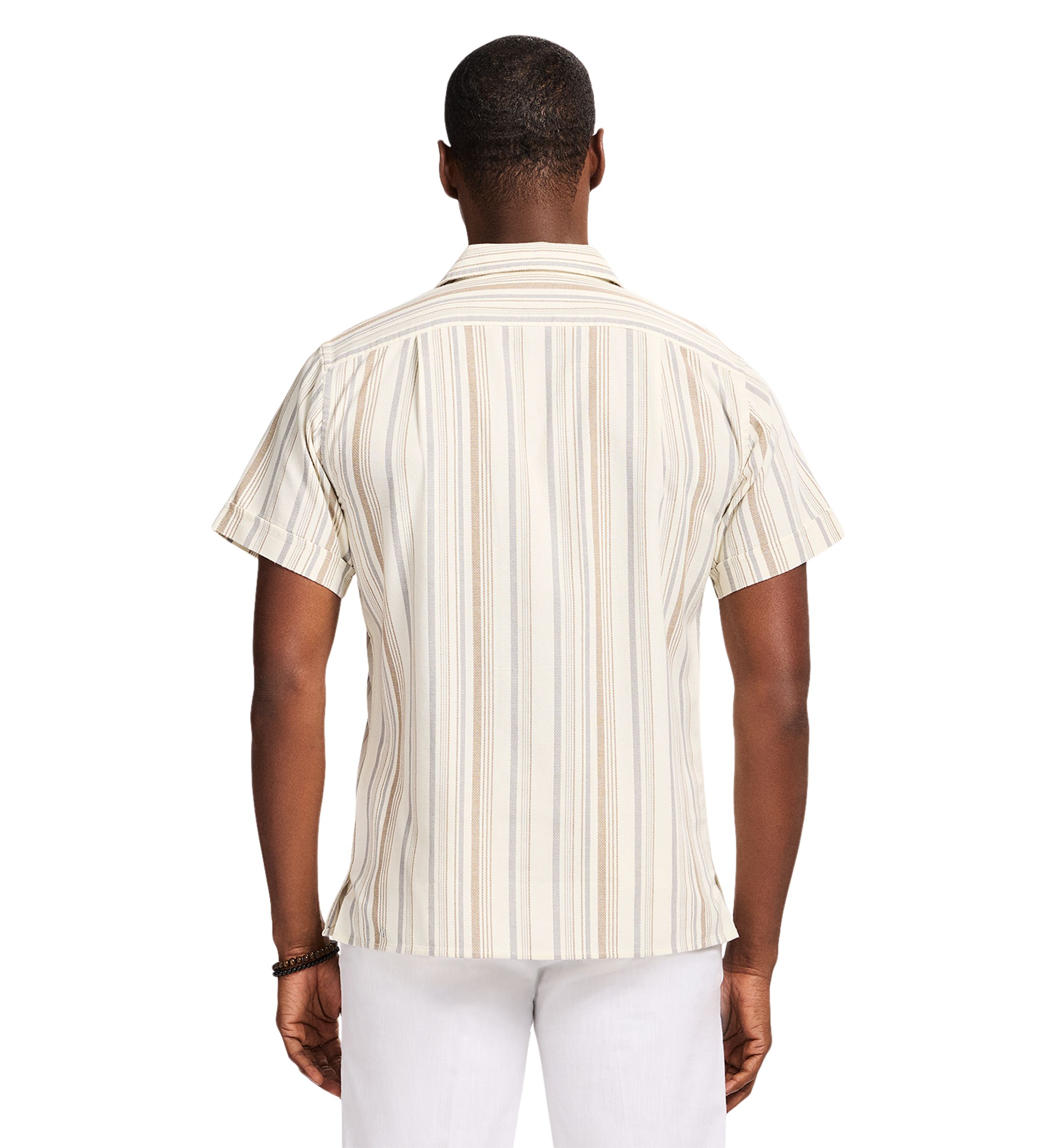 Short Sleeve Woven Saltwater Dunes Texture Stripe Shirt