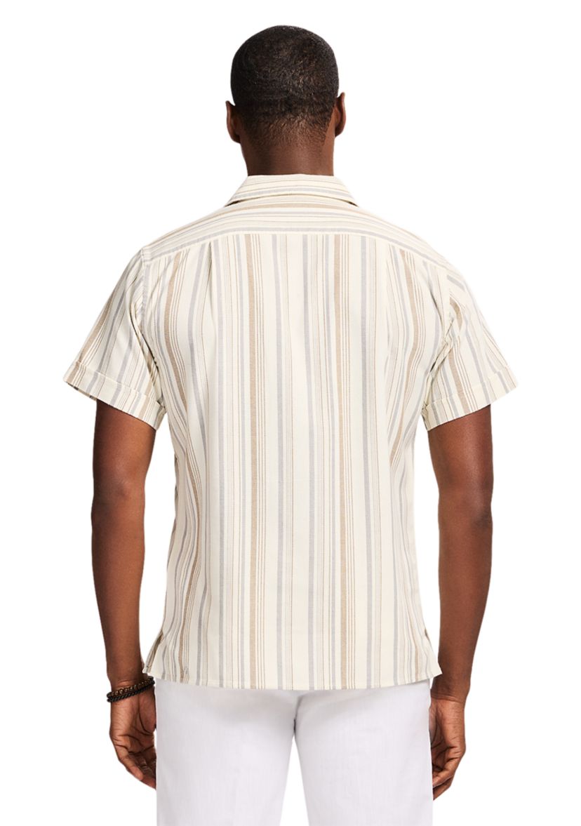Short Sleeve Woven Saltwater Dunes Texture Stripe Shirt