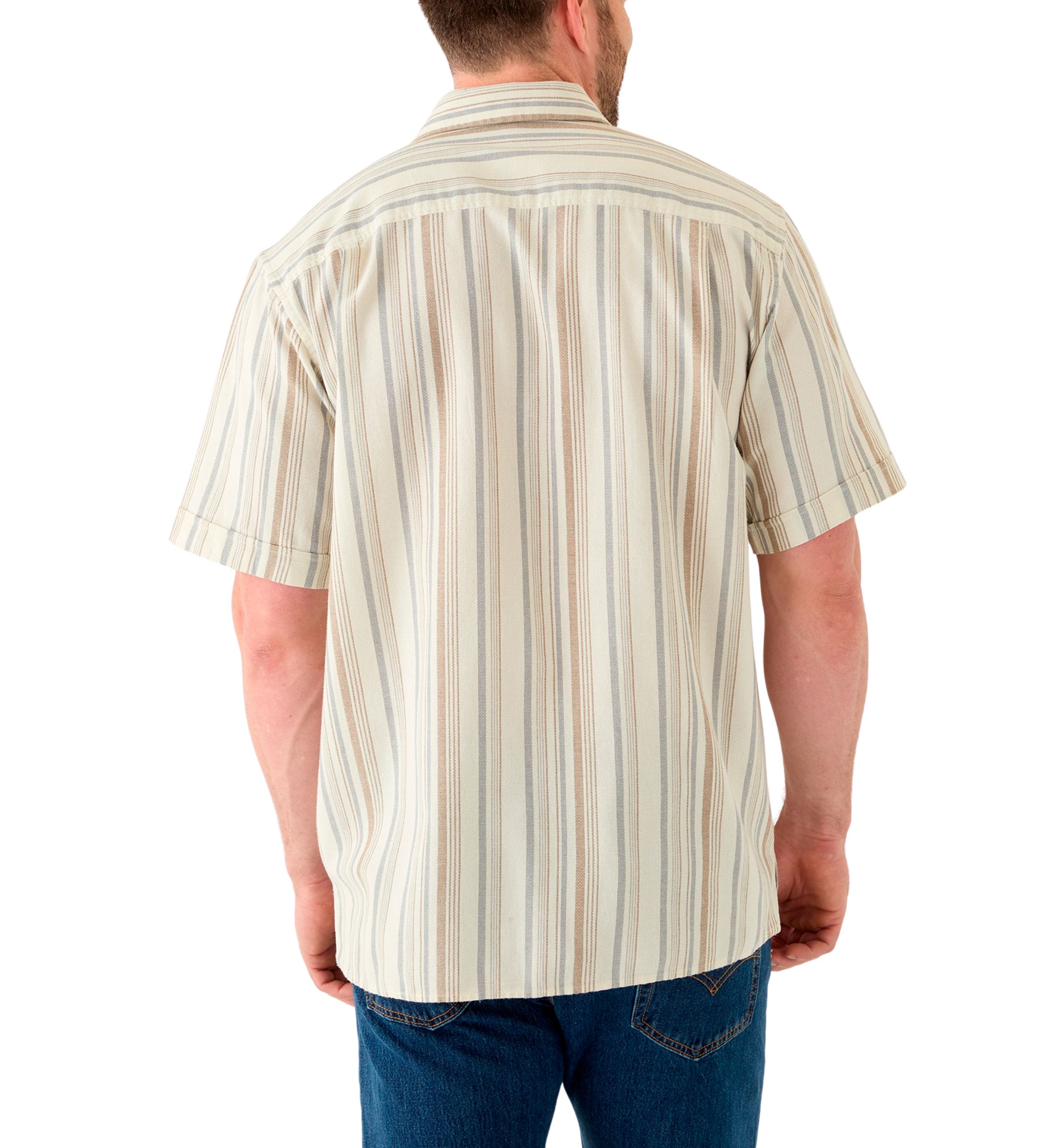 Big & Tall Short Sleeve Lux Saltwater Dunes Multi Vertical Stripe Shirt