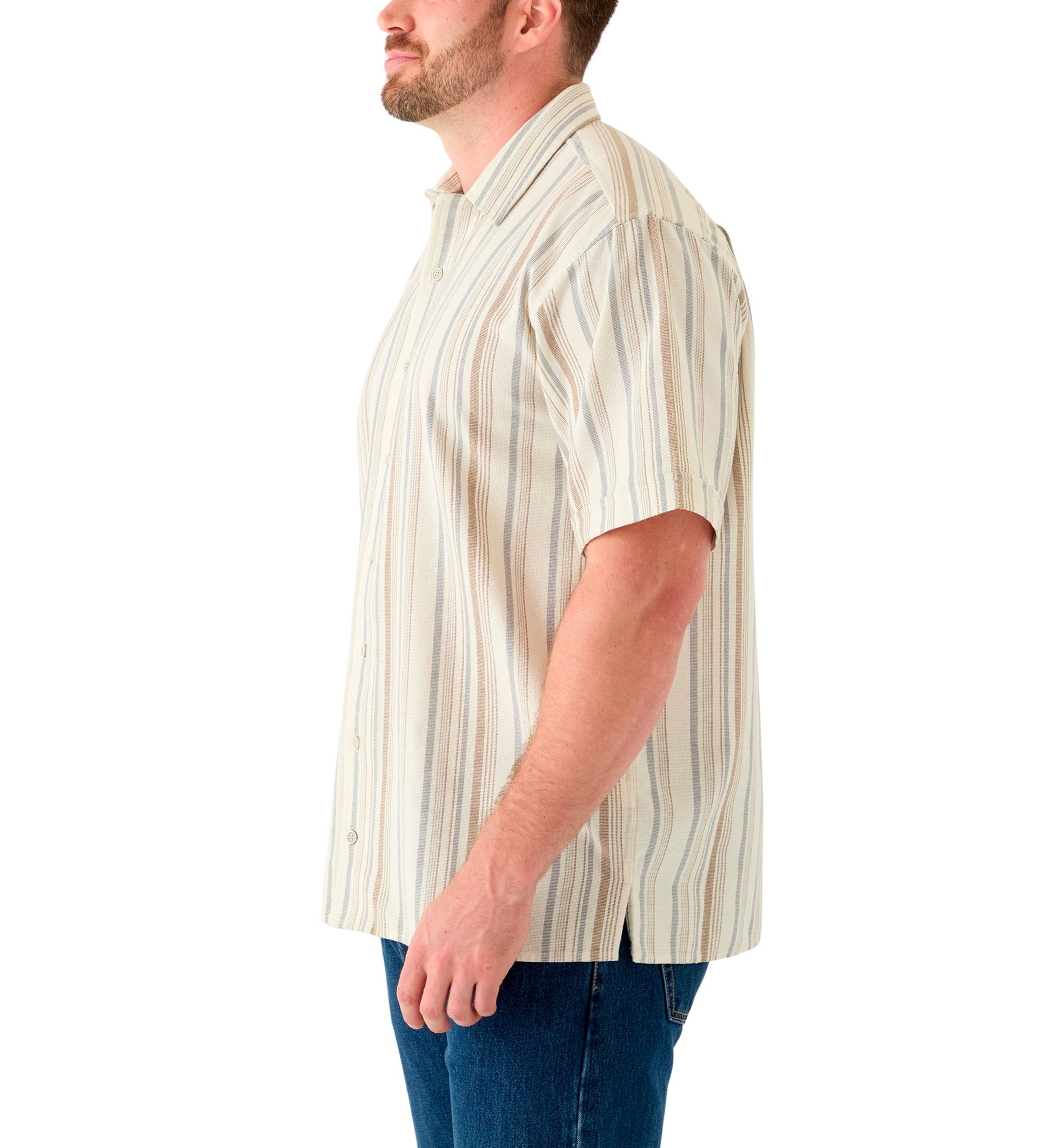 Big & Tall Short Sleeve Lux Saltwater Dunes Multi Vertical Stripe Shirt
