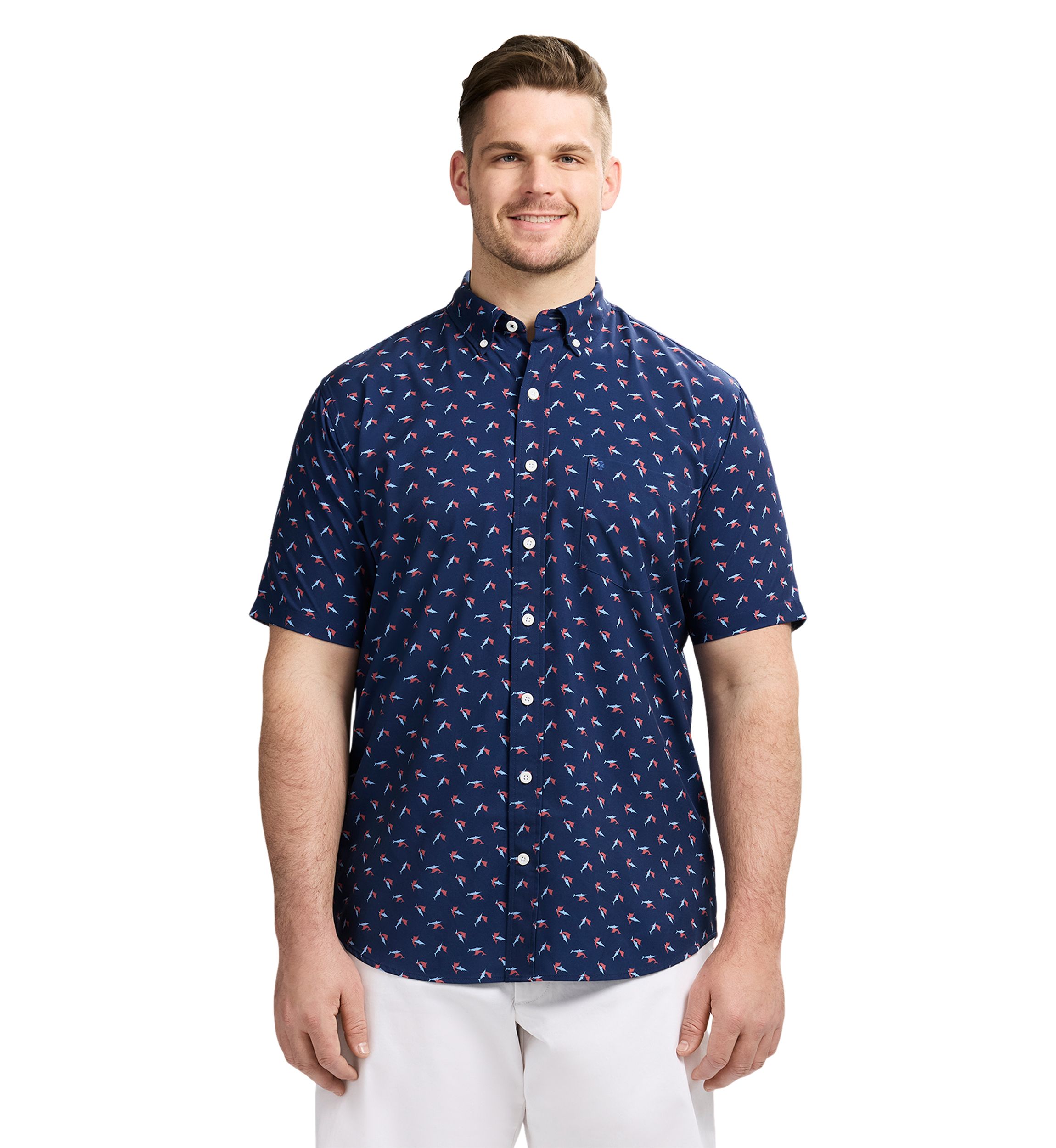 Big & Tall Short Sleeve Breeze Marlin Print Shirt