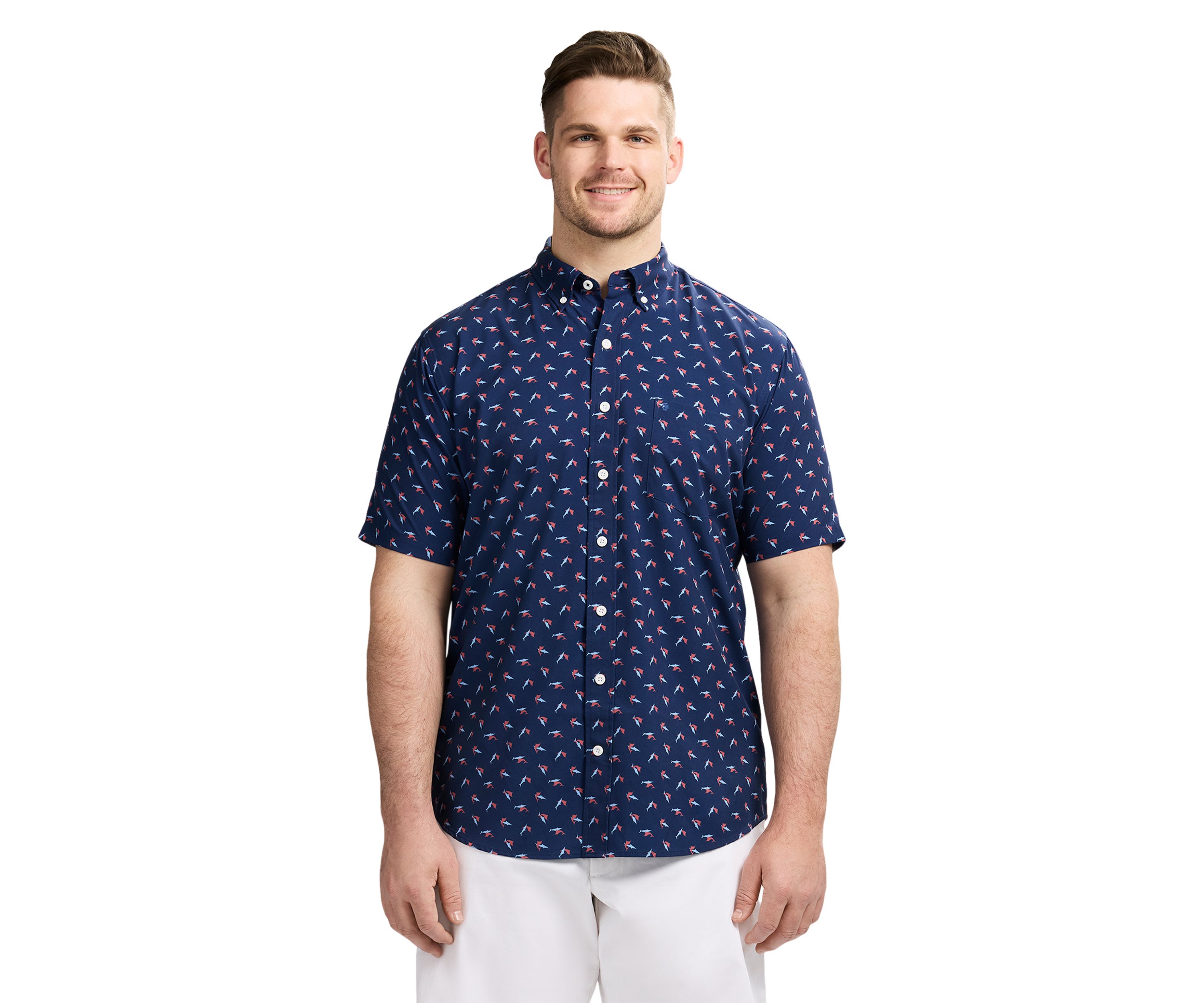 Big & Tall Short Sleeve Breeze Marlin Print Shirt