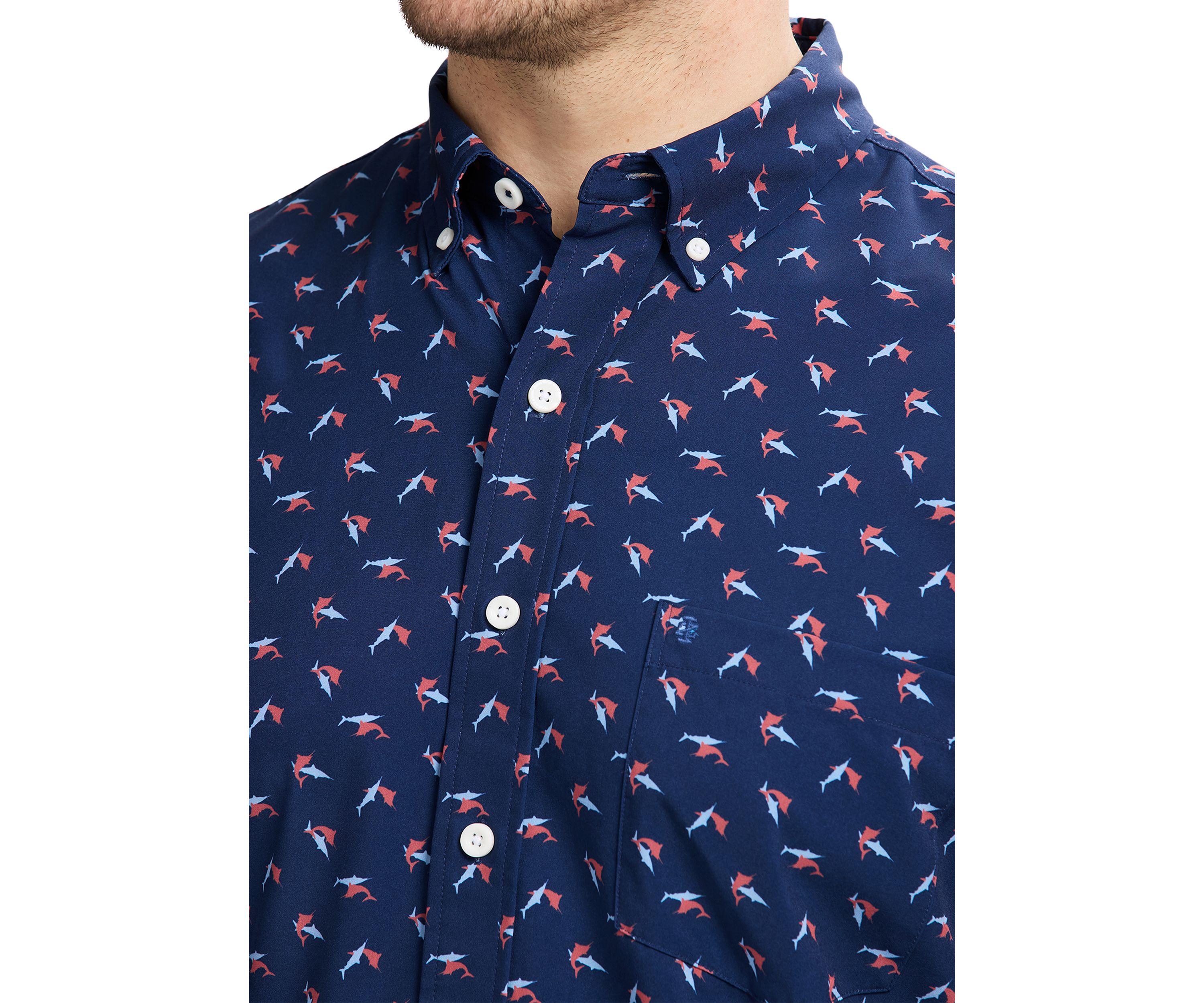 Big & Tall Short Sleeve Breeze Marlin Print Shirt