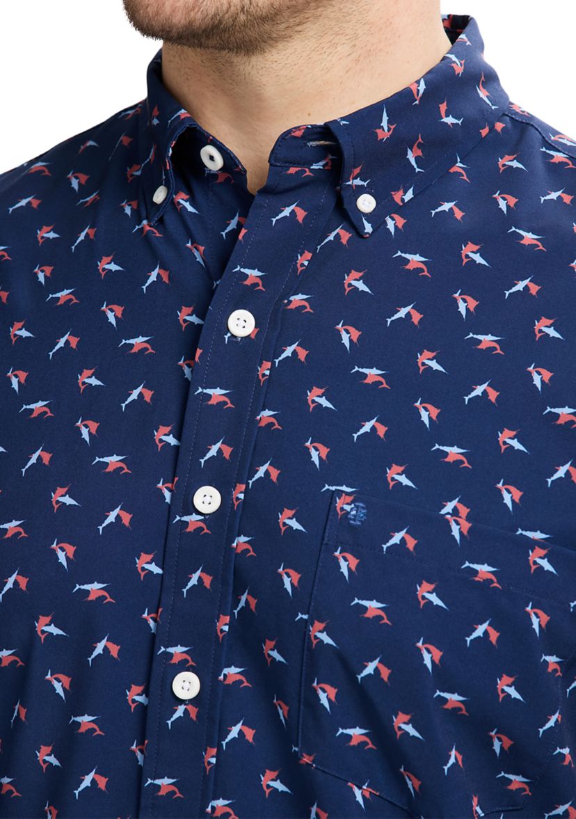 Big & Tall Short Sleeve Breeze Marlin Print Shirt