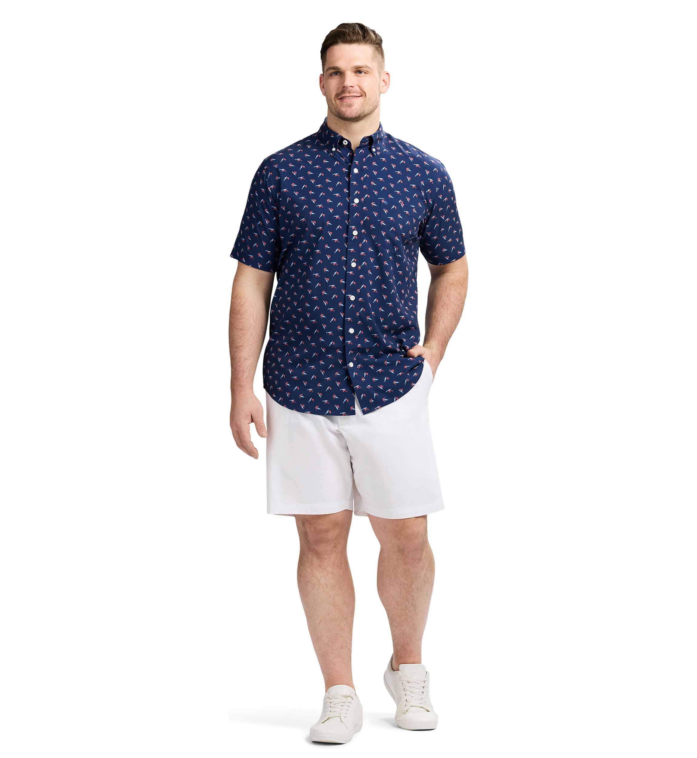 Big & Tall Short Sleeve Breeze Marlin Print Shirt