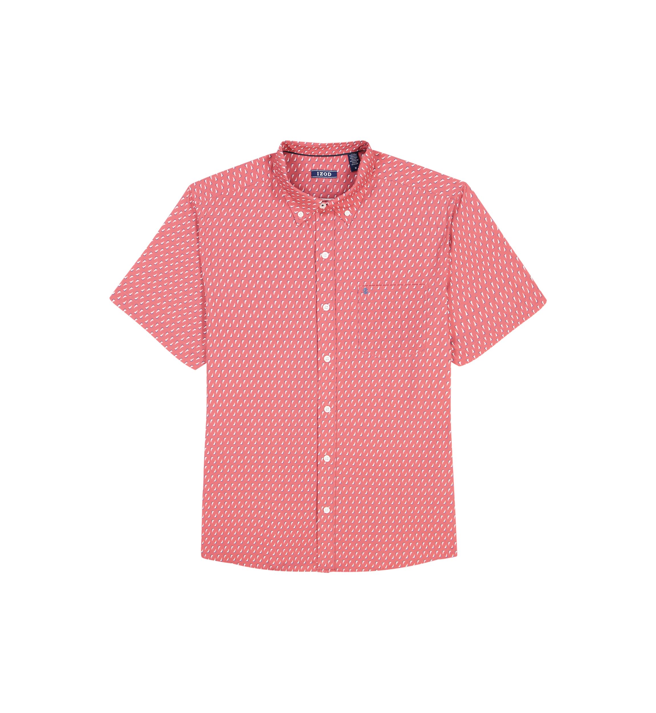 Short Sleeve Breeze Woven Geometric Print Shirt